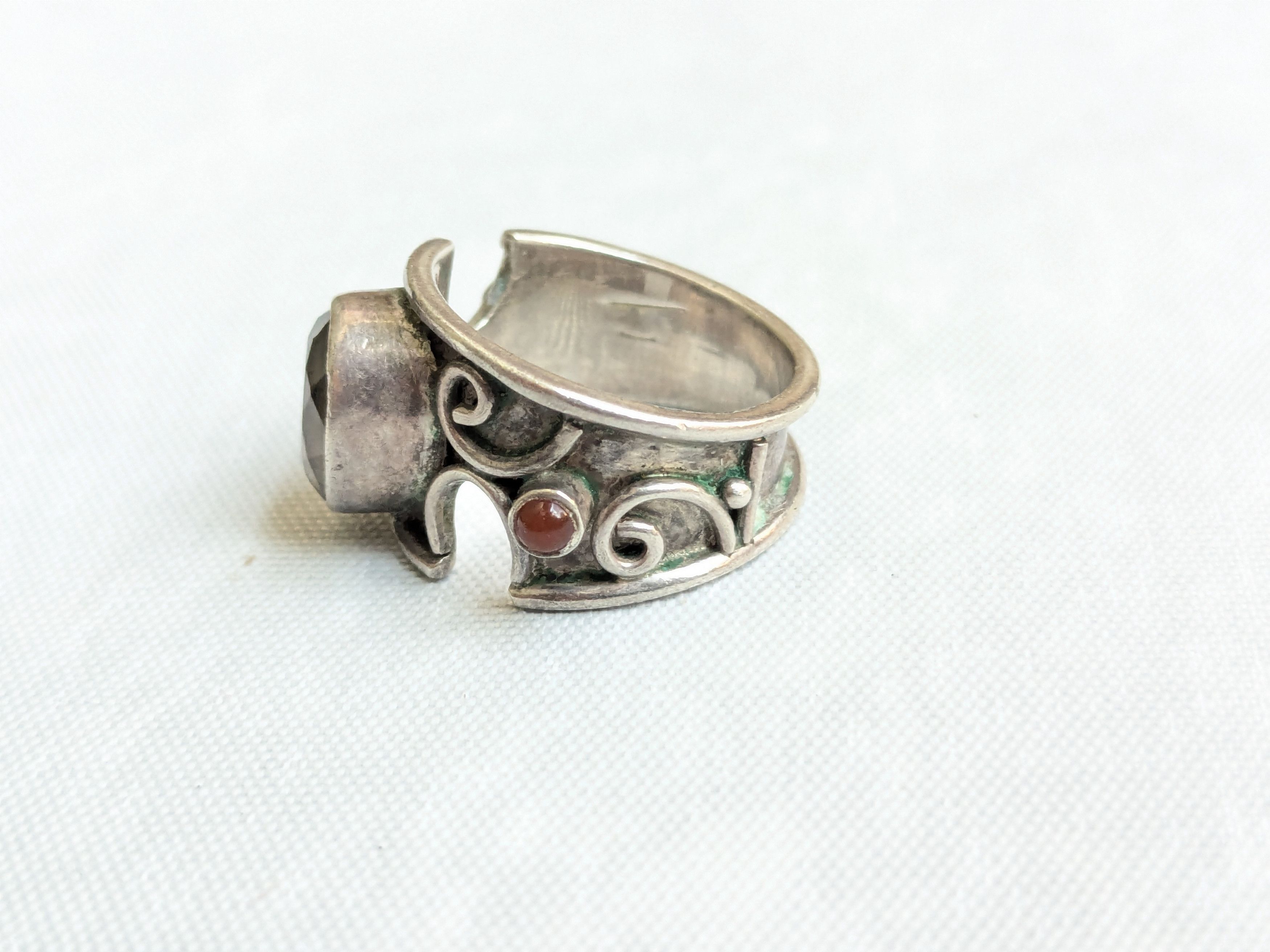 Jewelry Vintage Sterling Silver Quartz Carnelian 8 Size ONE SIZE - 2 Thumbnail