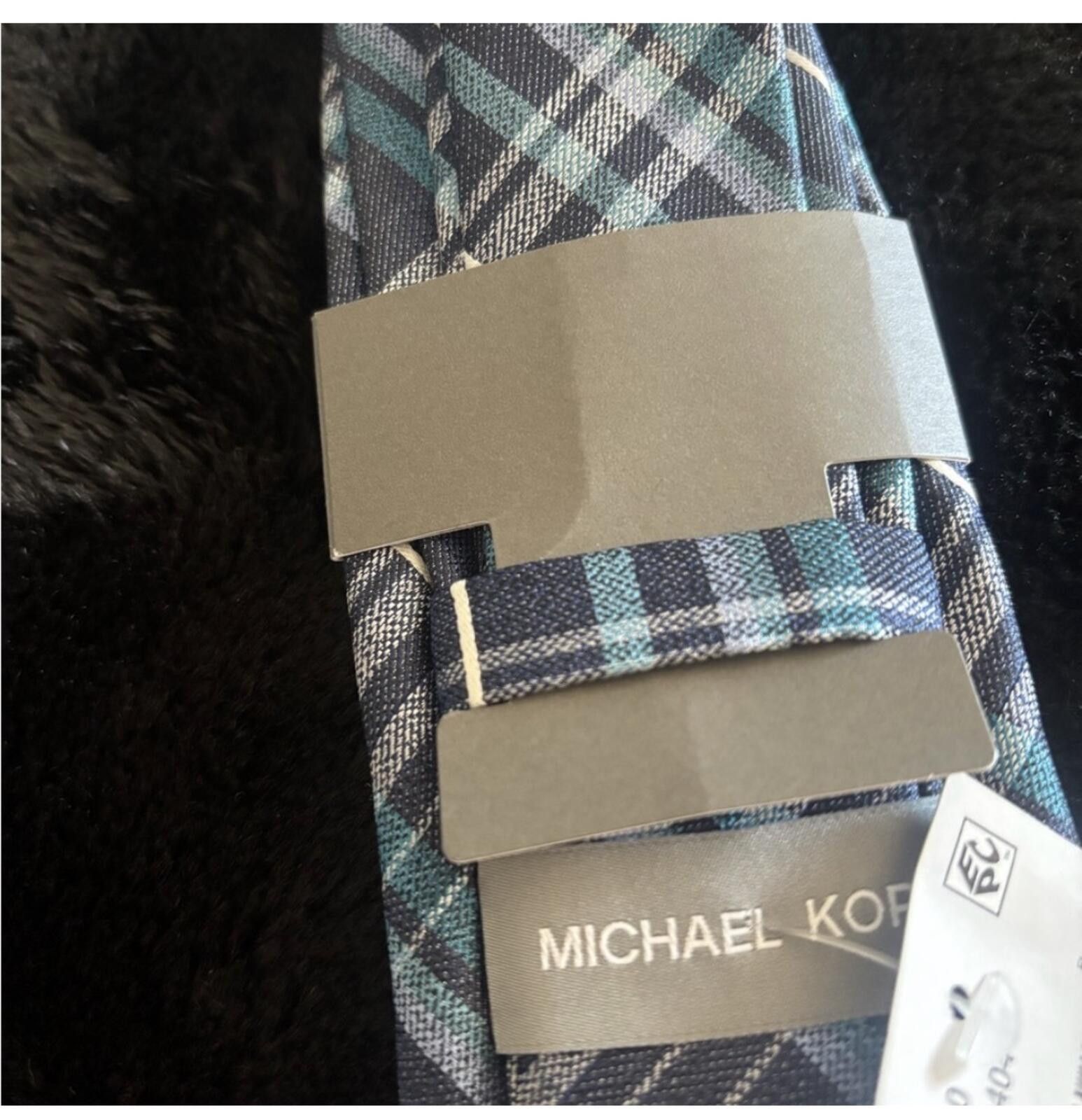 Michael Kors ( Michael Kors) Men's Blue Plaid Tie Size ONE SIZE - 4 Thumbnail