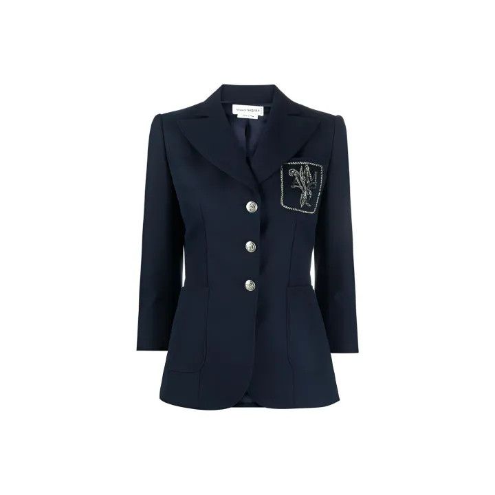 Alexander McQueen Alexander McQueen FW21 Logo Embellished Blazer 0079 Size M / US 6-8 / IT 42-44 - 1 Thumbnail