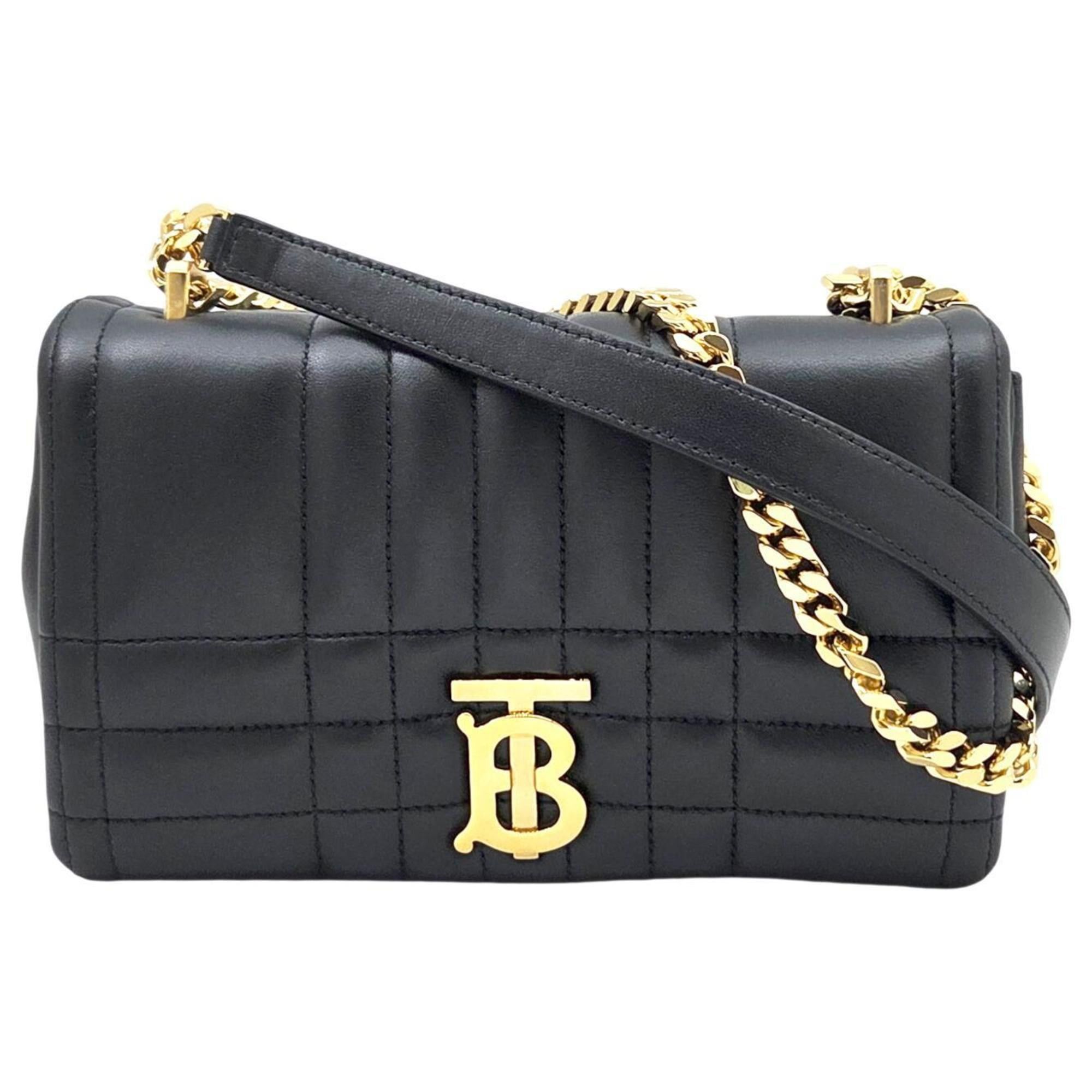 BURBERRY LOLA Shoulder Bag in Black Leather with Chain Strap for Men and Women