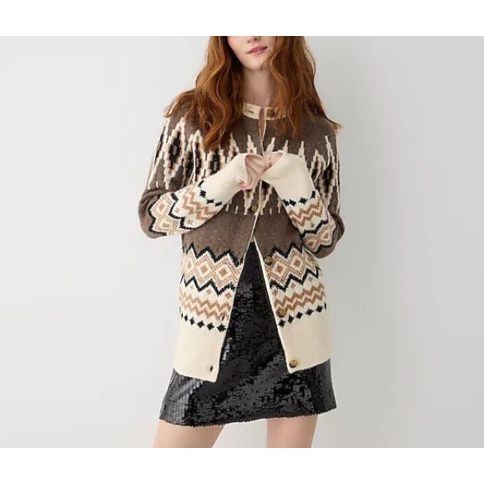 J.Crew J Crew Fair Isle Cardigan Heather Fawn Muslin Alpaca/ Wool M Size M / US 6-8 / IT 42-44 - 2 Thumbnail