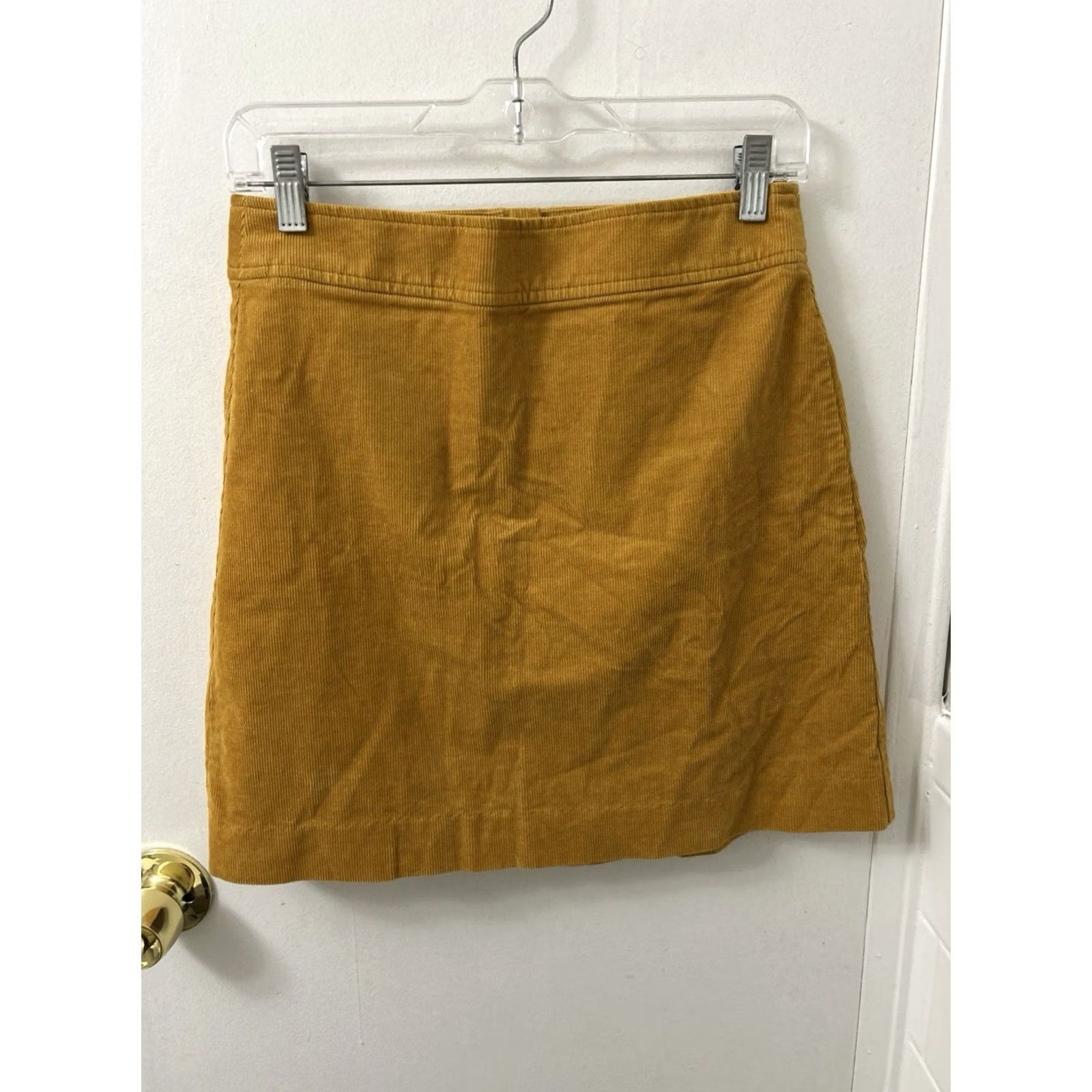 J.Crew J. CREW Corduroy Mini Skirt Womens Size 2 Yellow Cotton Blend Stretch G8210 NWT Size 26" / US 2 / IT 38 - 6 Thumbnail