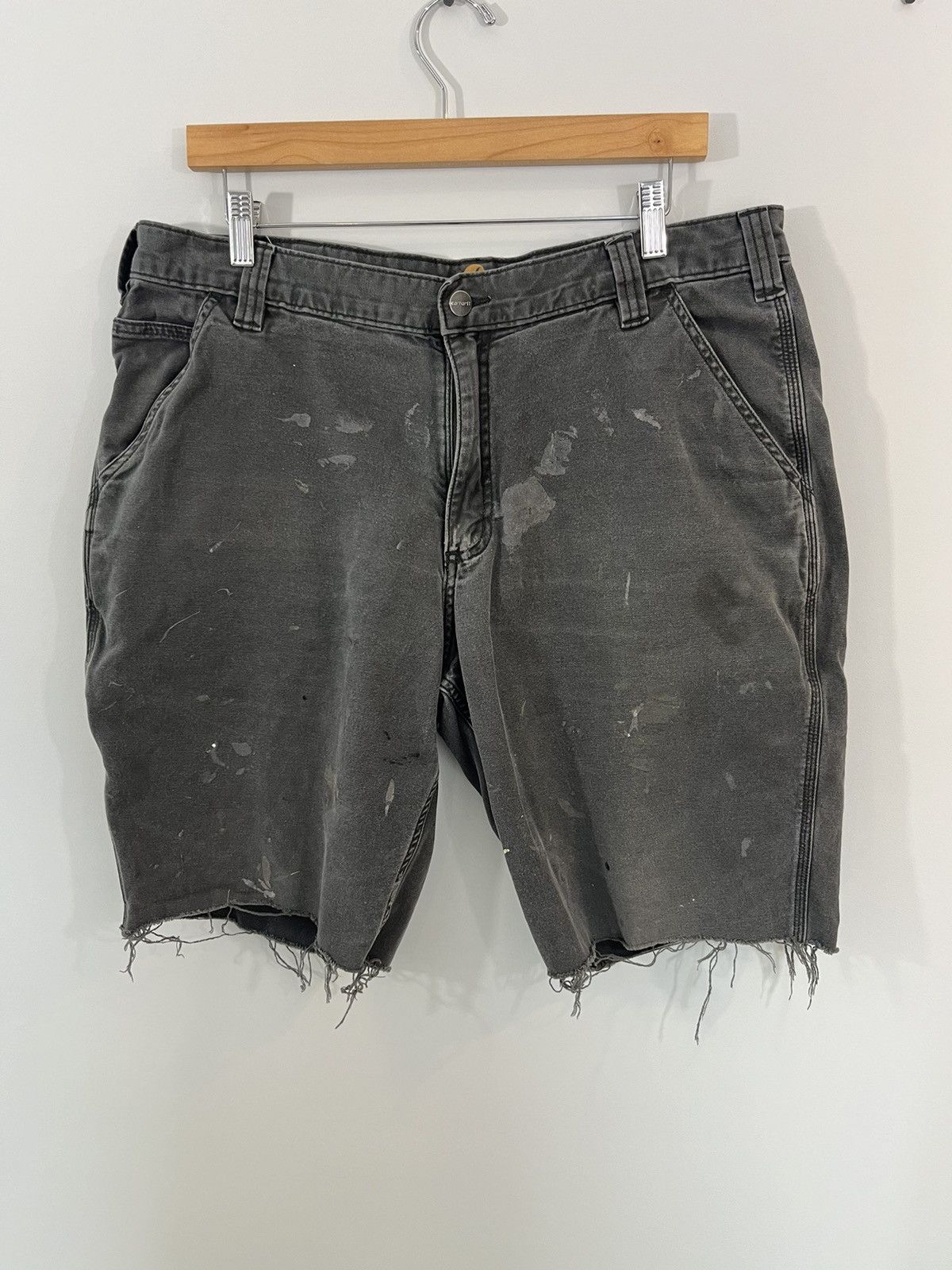 Carhartt Sun Faded Thrashed Gray Vintage Cut Off Shorts Size US 38 / EU 54 - 1 Thumbnail