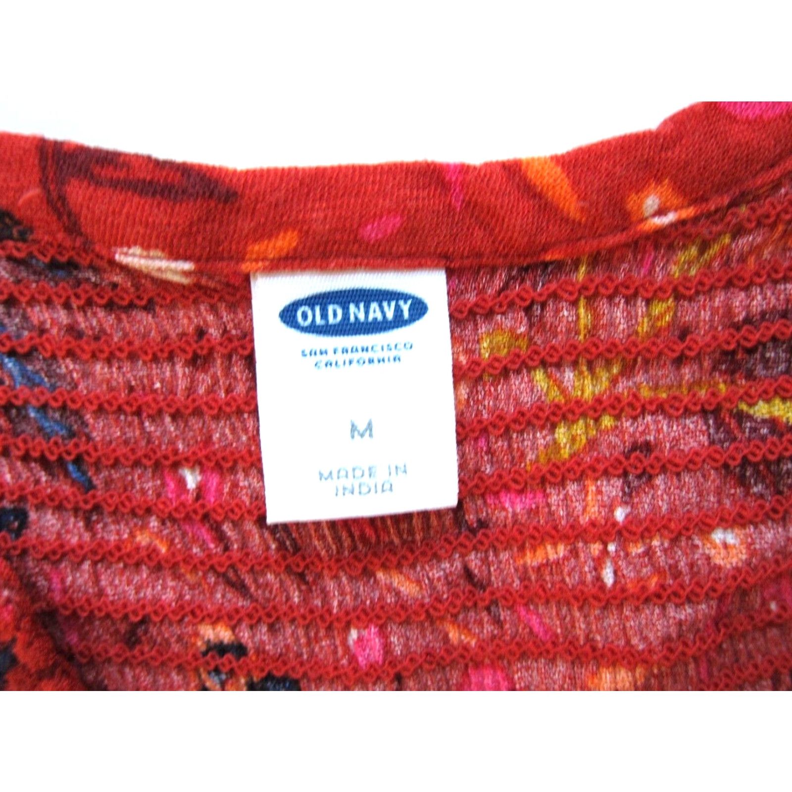 Old Navy Old Navy Maxi Dress Floral V-Neck Long Sleeve 100% Rayon Orange Blue Women Medium Size M / US 6-8 / IT 42-44 - 3 Thumbnail