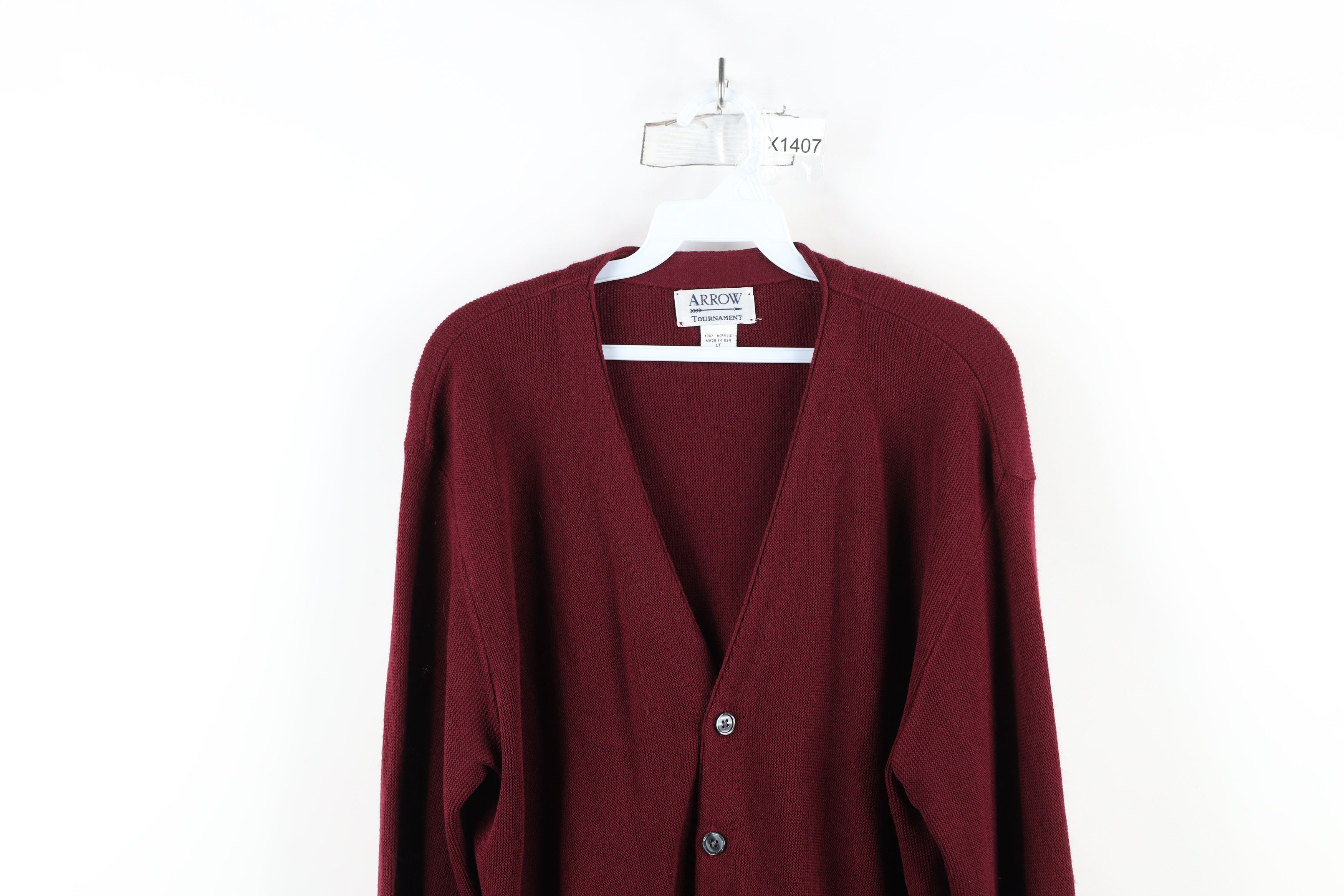 Vintage Vintage 90s Streetwear Knit Cardigan Sweater Maroon USA Size US L / EU 52-54 / 3 - 2 Thumbnail