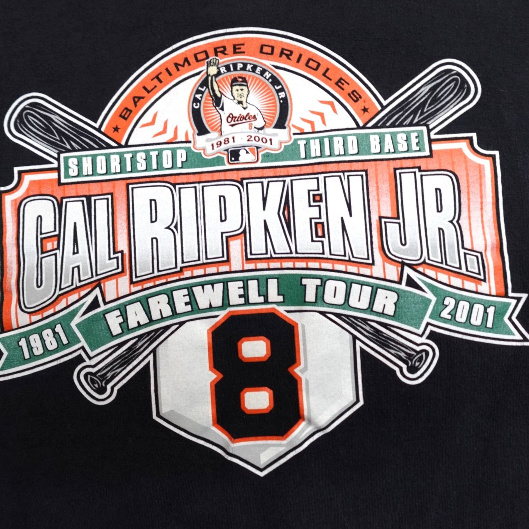 Vintage VINTAGE Baltimore Orioles Shirt M Black Crew Neck Short Sleeve Cal Ripken Farewell Tour 2001 Mens Regular Size US M / EU 48-50 / 2 - 2 Thumbnail