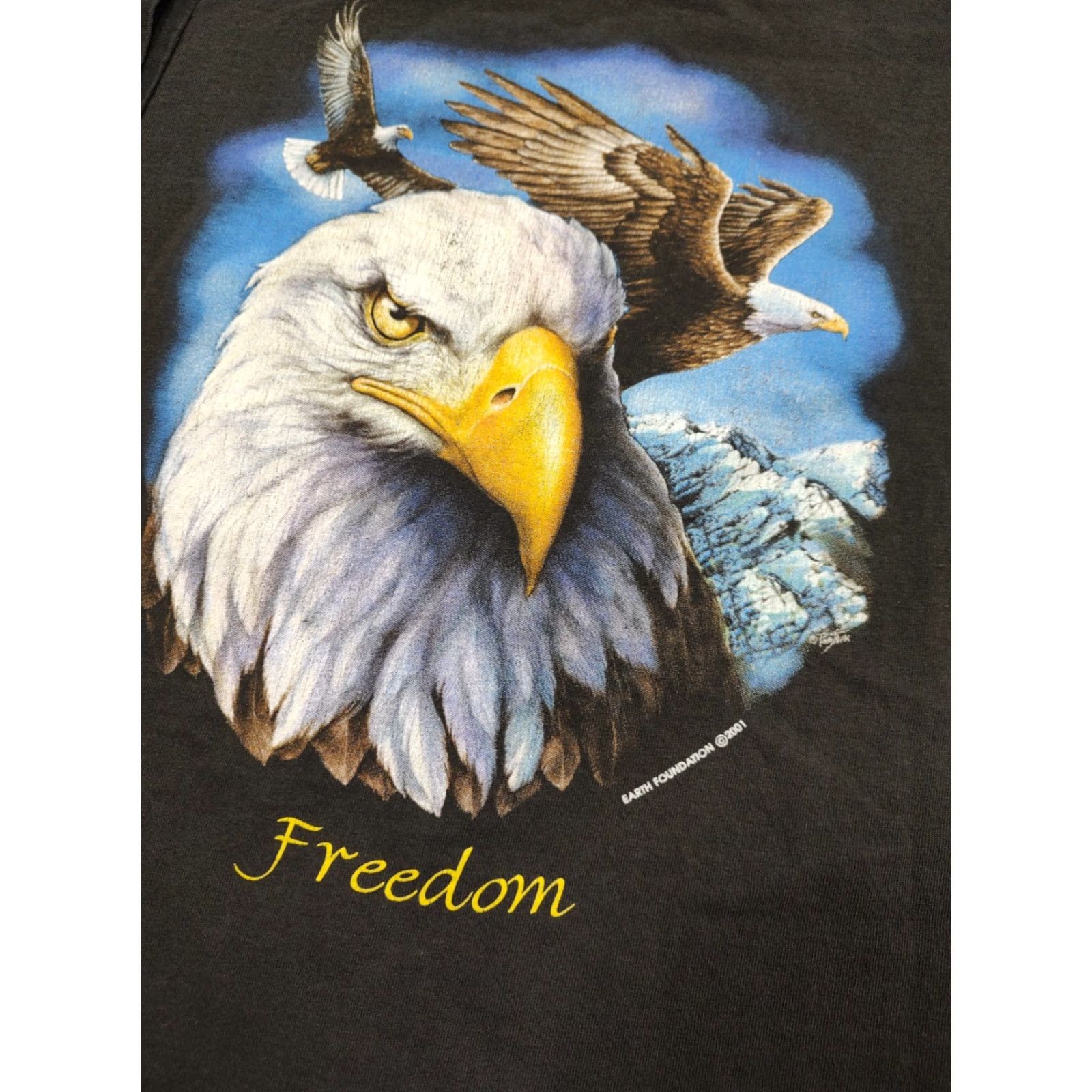 Vintage VTG Single Stitch Black USA Bald Eagle Freedom Graphic T-Shirt XL Men 90s Patriotic USA Shirt Black Cotton Crew Neck Short Sleeve Classic Fit Alore Size US XL / EU 56 / 4 - 3 Thumbnail