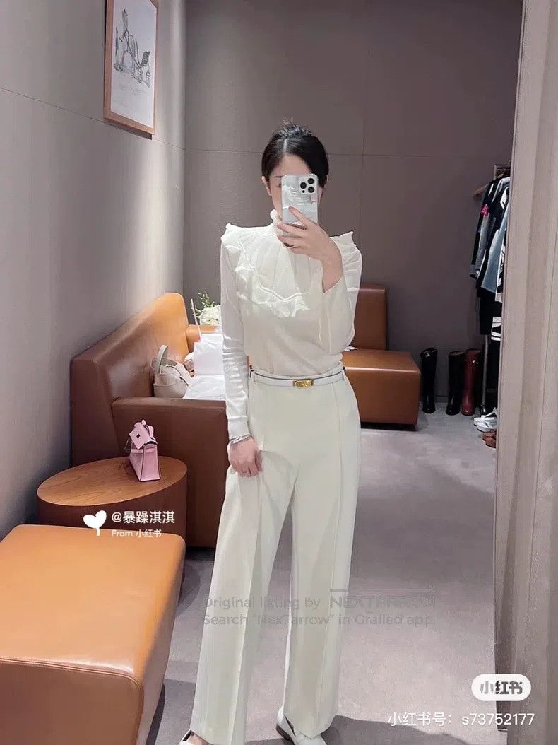 Hermes Hermes Beige Wide Leg Pants Size 25" / US 0 / IT 36 - 5 Thumbnail