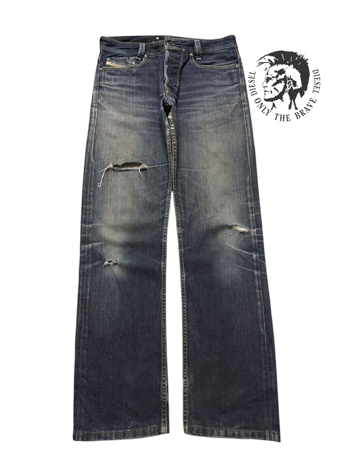 Diesel Vintage 90s Diesel Industry Blue Faded Wash Distress Jeans Size US 31 - 1 Thumbnail