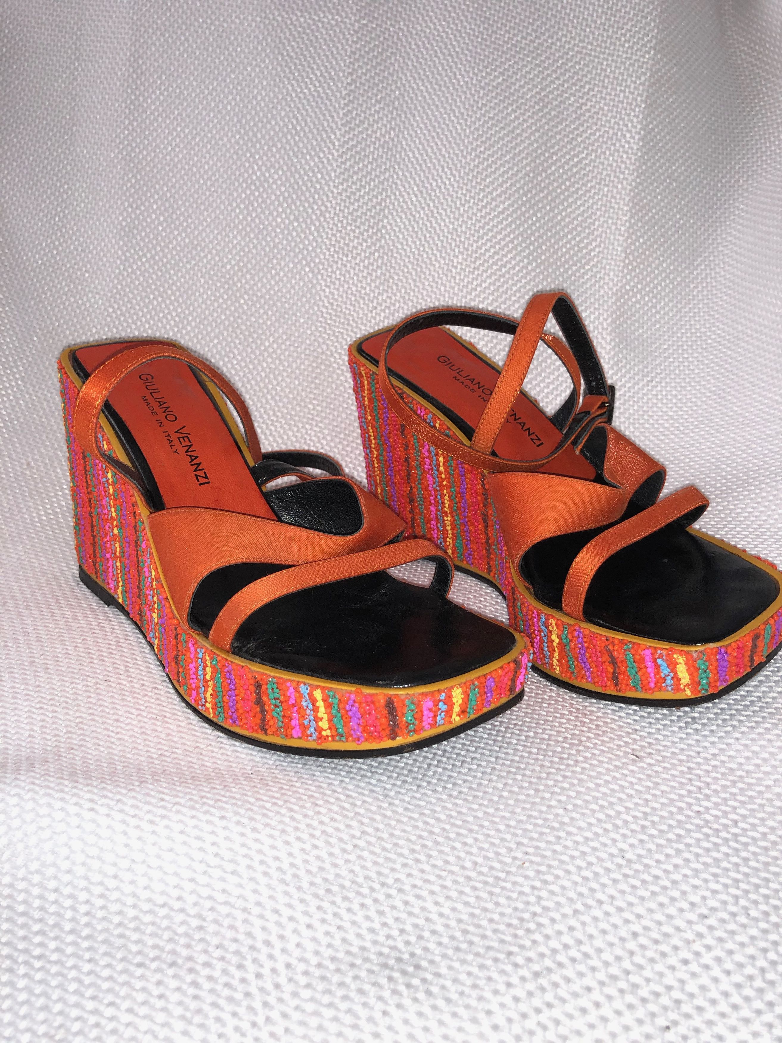 Other ORANGE SHINY BEADED PLATFORM SANDALS Size US 8.5 / IT 38.5 - 2 Thumbnail