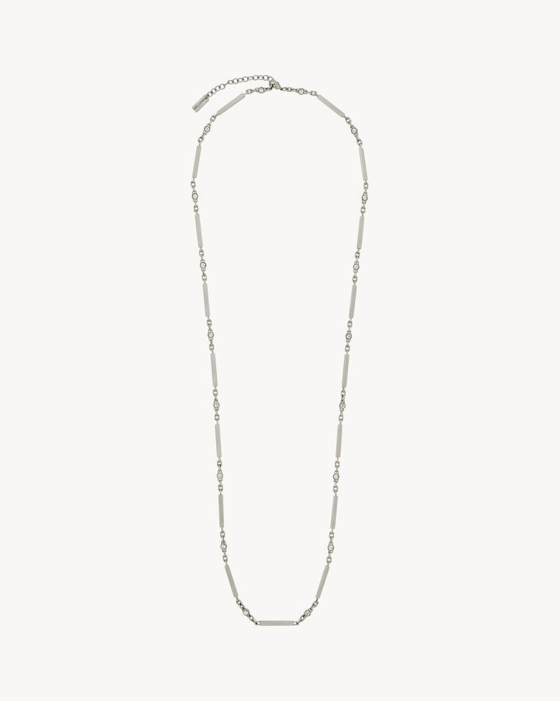 Saint Laurent Paris o1bcso1str0226 Size:OS/Crystal Bar Necklace in Silver Size ONE SIZE - 2 Thumbnail