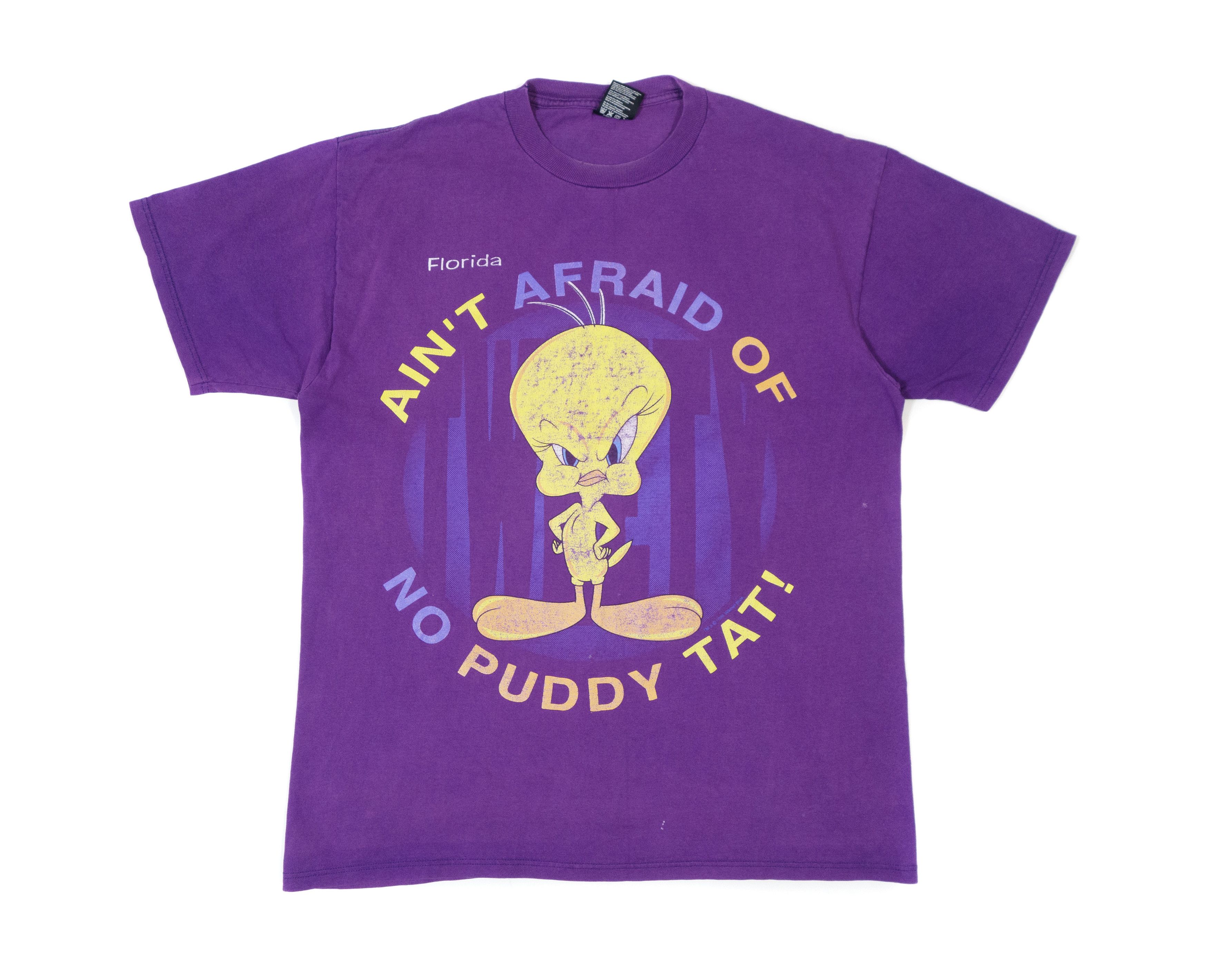 Warner Bros 1996 Tweety Looney Tunes 'Ain't Afraid of No Puddy Tat' Tee Size US L / EU 52-54 / 3 - 1 Thumbnail