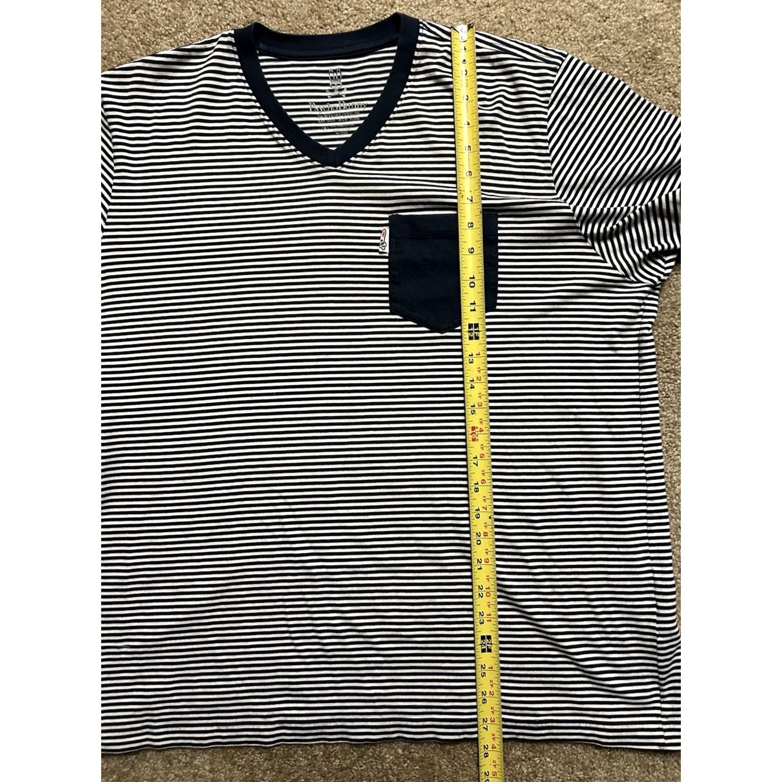 Psycho Bunny Psycho Bunny V-Neck Striped T-Shirt Men’s Large Pocket Shirt Mens V-Neck Multicolor Cotton Size US L / EU 52-54 / 3 - 6 Thumbnail