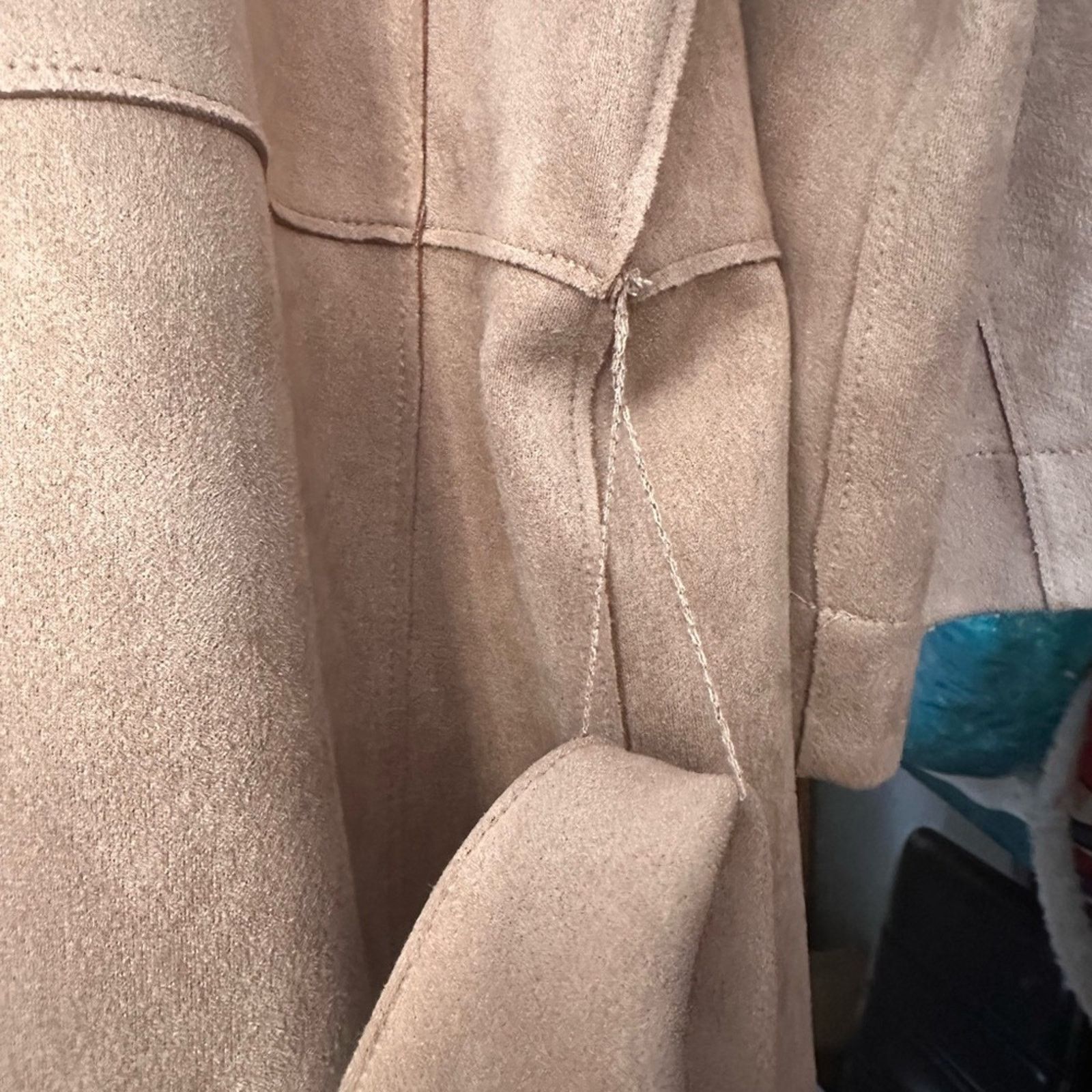 Chicos Chico’s Tan Faux Suede Kimono Coat With Belt Size M / US 6-8 / IT 42-44 - 7 Thumbnail