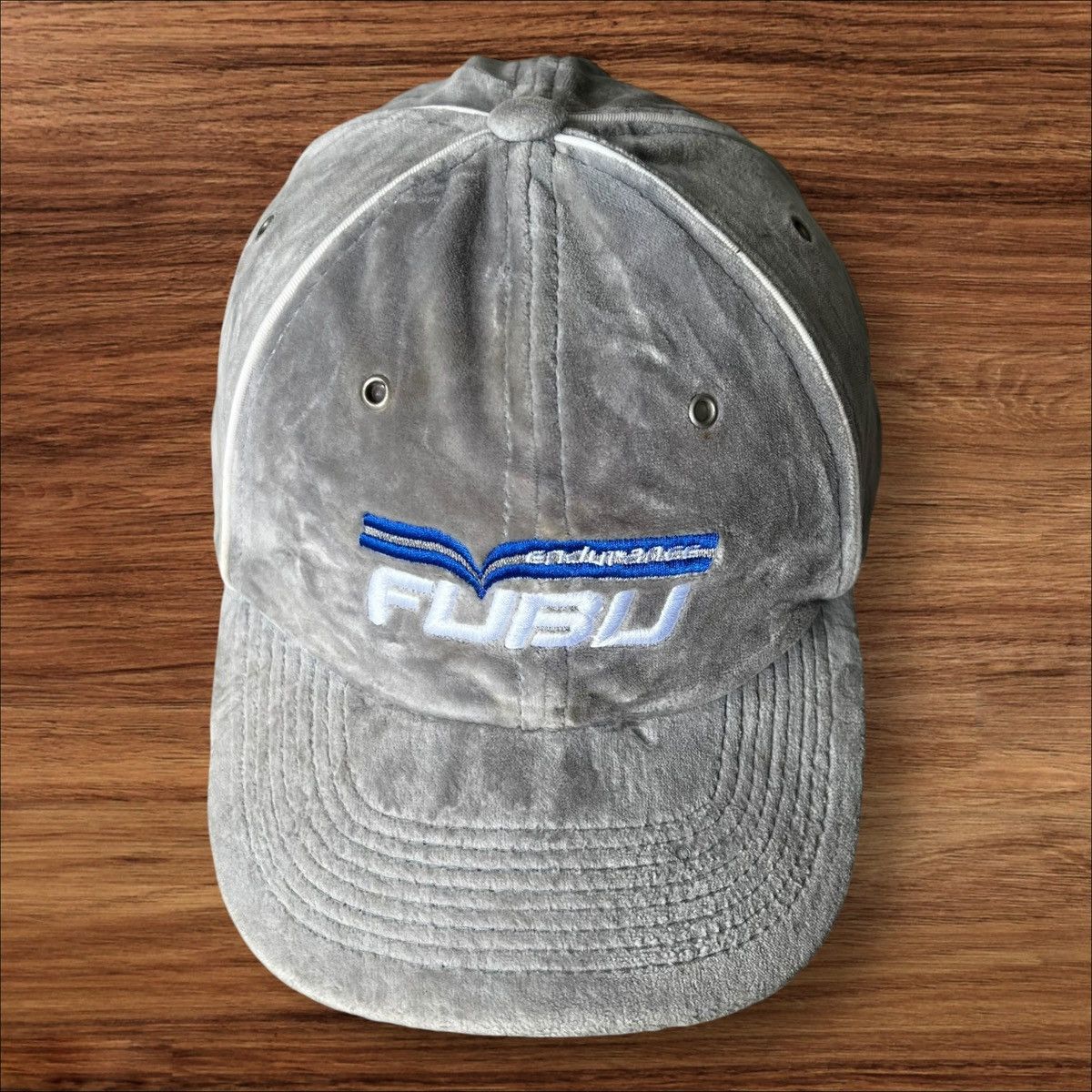 Fubu Vintage 90s Fubu For Us By Us Endurance Gray Velvet Cap Size ONE SIZE - 1 Thumbnail