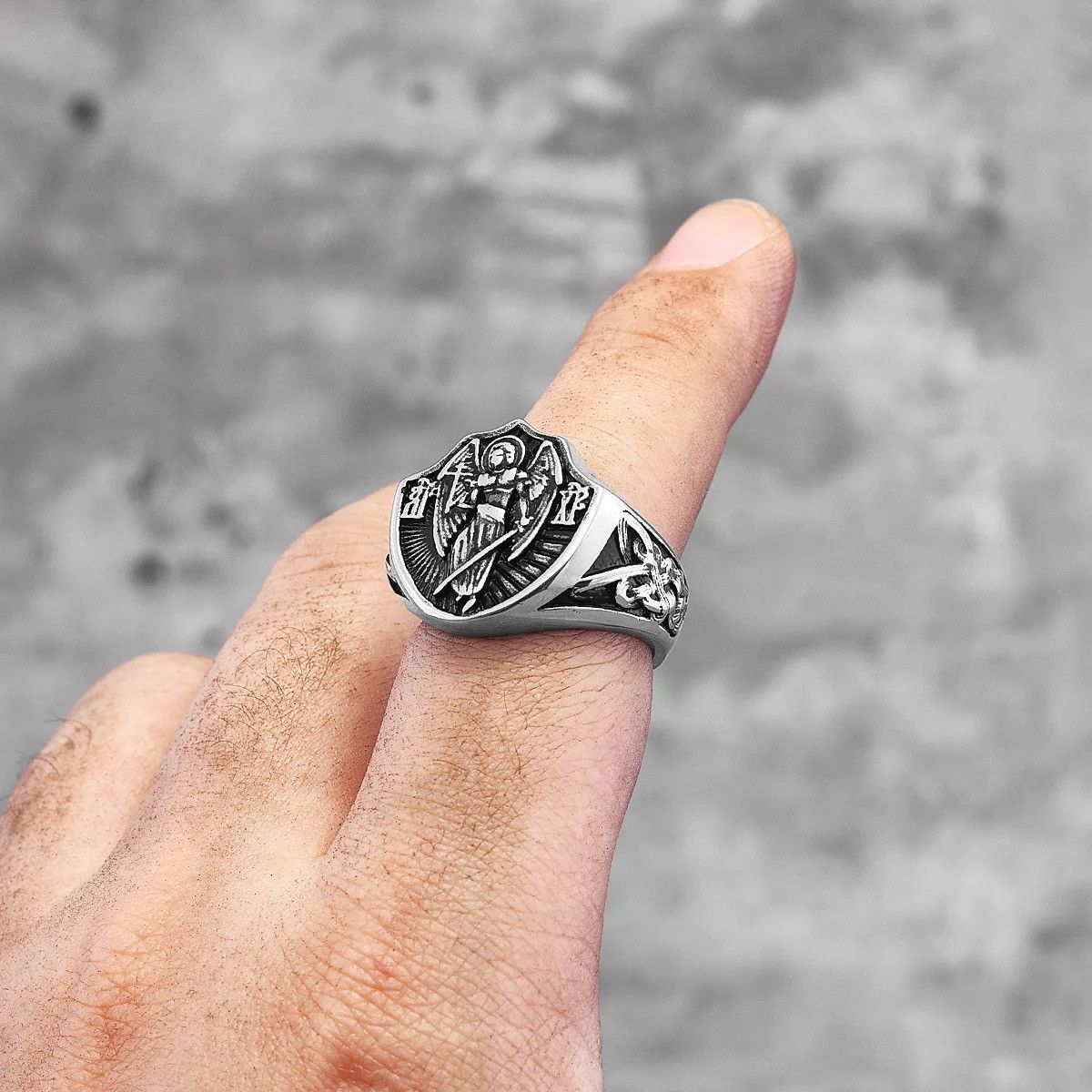 Jewelry St.Michael Religion Amulet Ring Streetwear Fashion Gift Size ONE SIZE - 7 Thumbnail