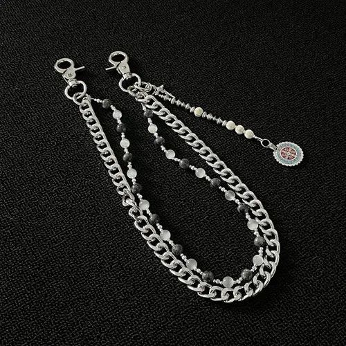 Jewelry Double Layered Gemstone Wallet Chain, Pants Chain Size ONE SIZE - 8 Thumbnail