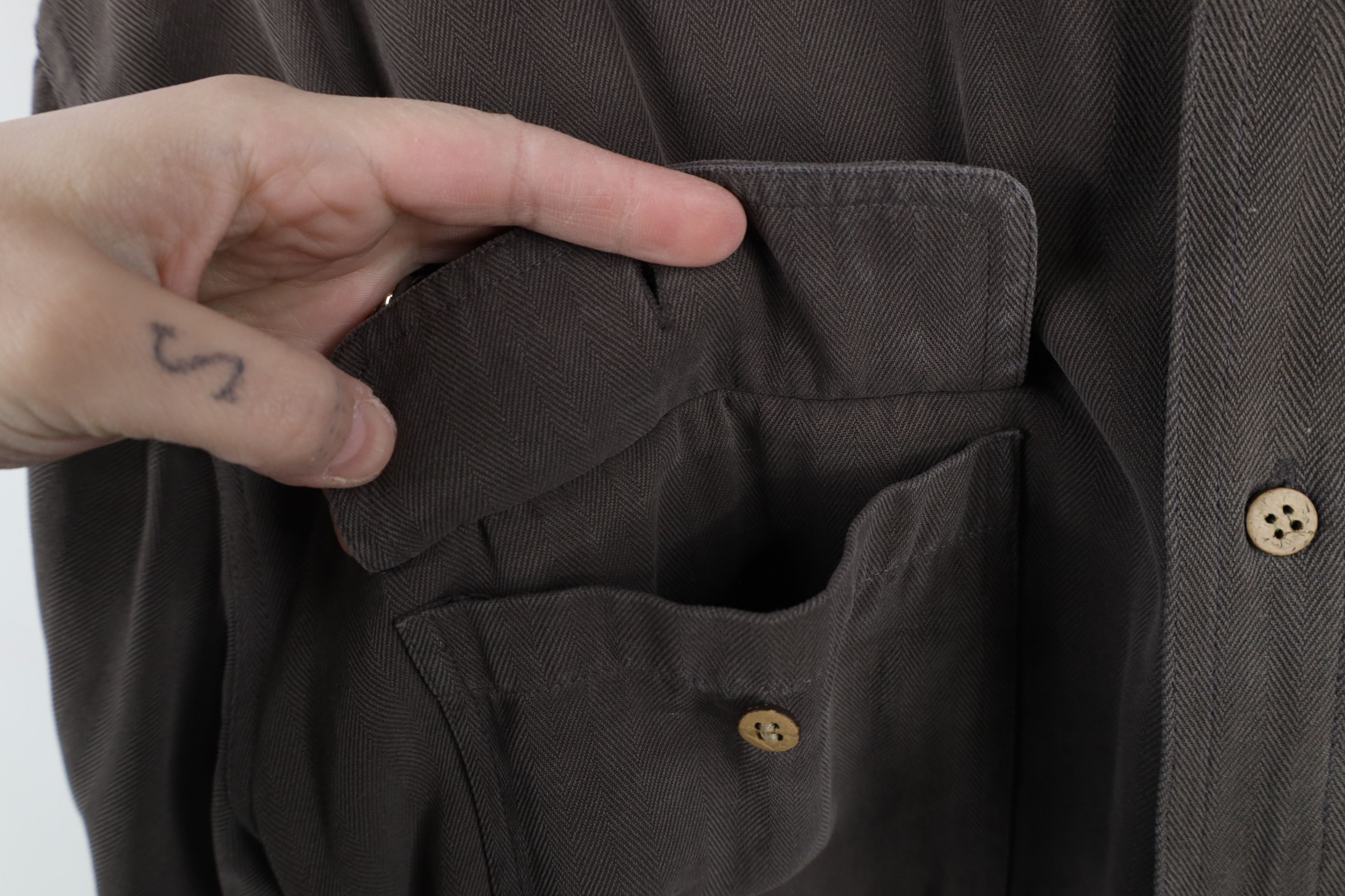 Vintage Vintage 90s Streetwear Herringbone Collared Button Shirt Size US L / EU 52-54 / 3 - 5 Thumbnail
