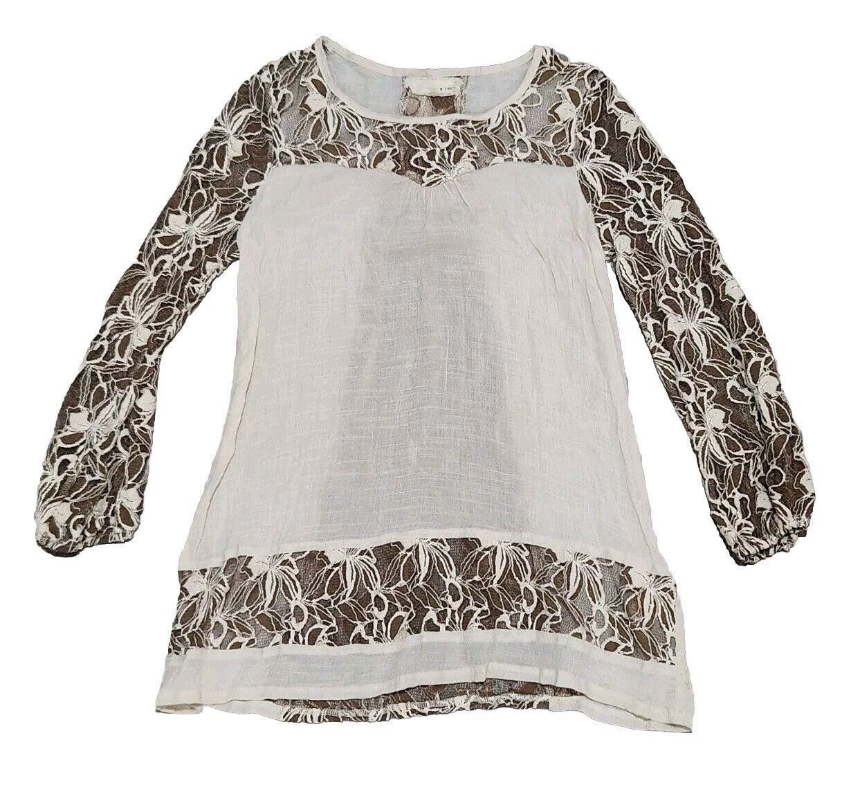 Other A'reve Top Medium Brown Cream Lace Long Sleeve Open Back Size M / US 6-8 / IT 42-44 - 1 Thumbnail