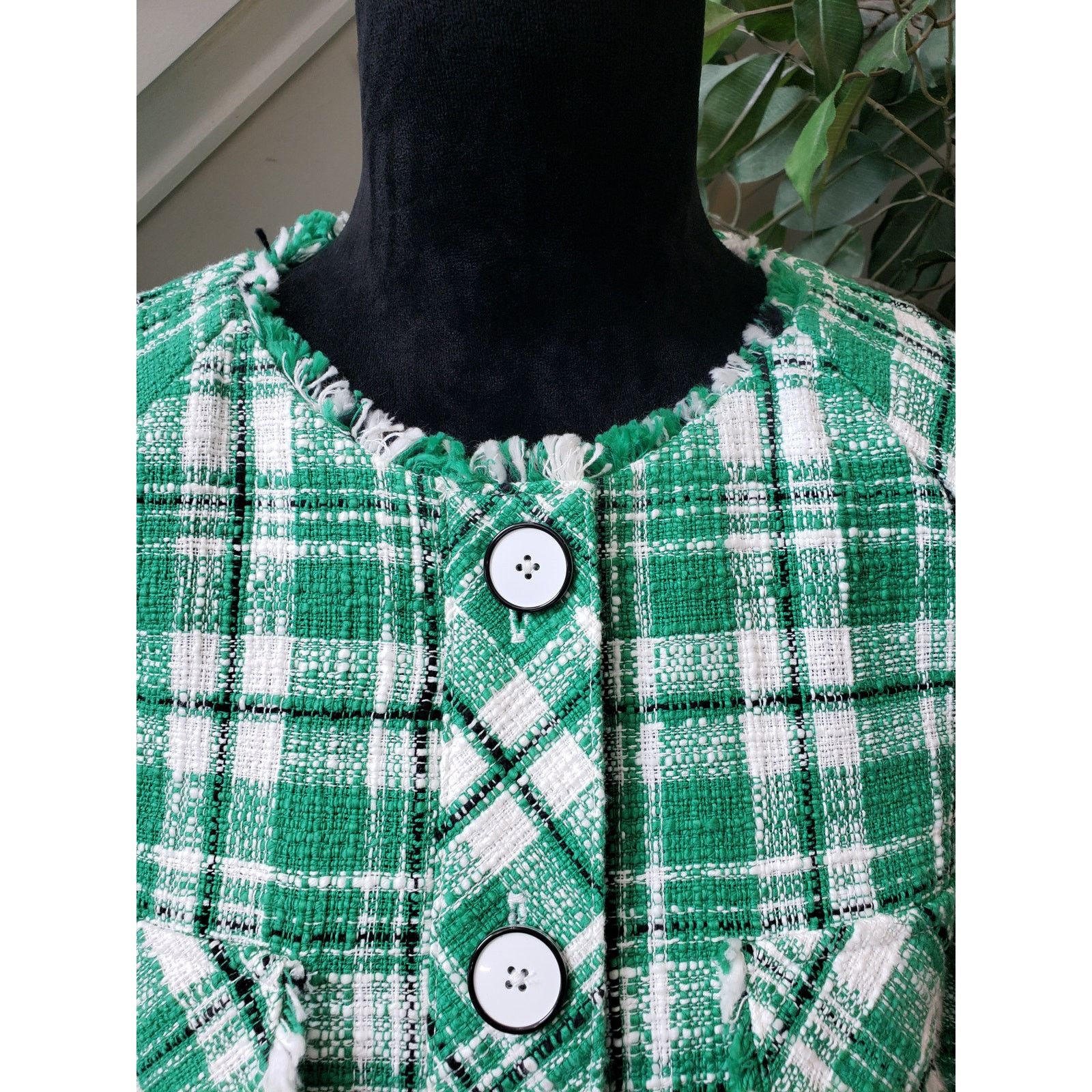 The Unbranded Brand Cabi Library Jacket Womens Medium Green White Plaid Sophia Size M / US 6-8 / IT 42-44 - 10 Thumbnail