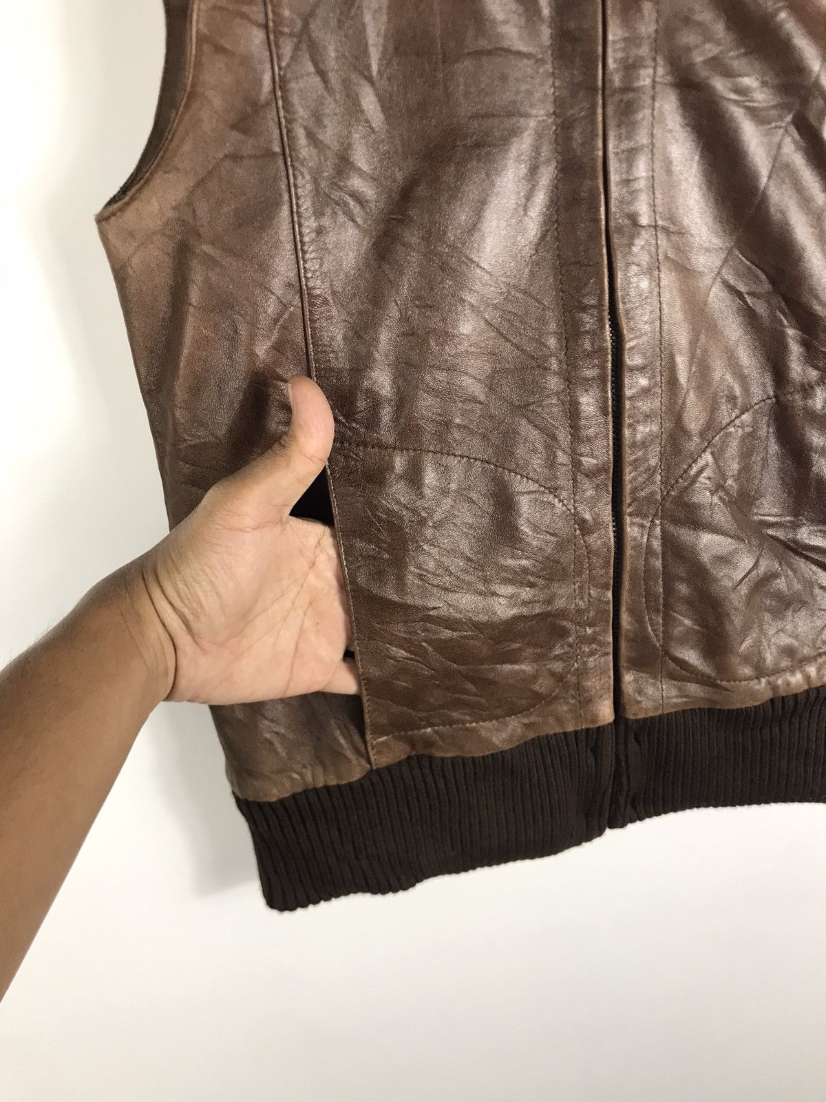 Full Count & Co. × Japanese Brand × Leather ⚡️Vintage FullCount Zipper Leather Vest Size S / US 4 / IT 40 - 6 Thumbnail