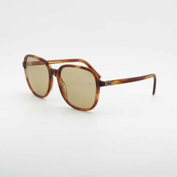 Miu Miu Miu Miu MUB01S 26E10R Sunglasses Havana Square Frame Size ONE SIZE - 1 Thumbnail