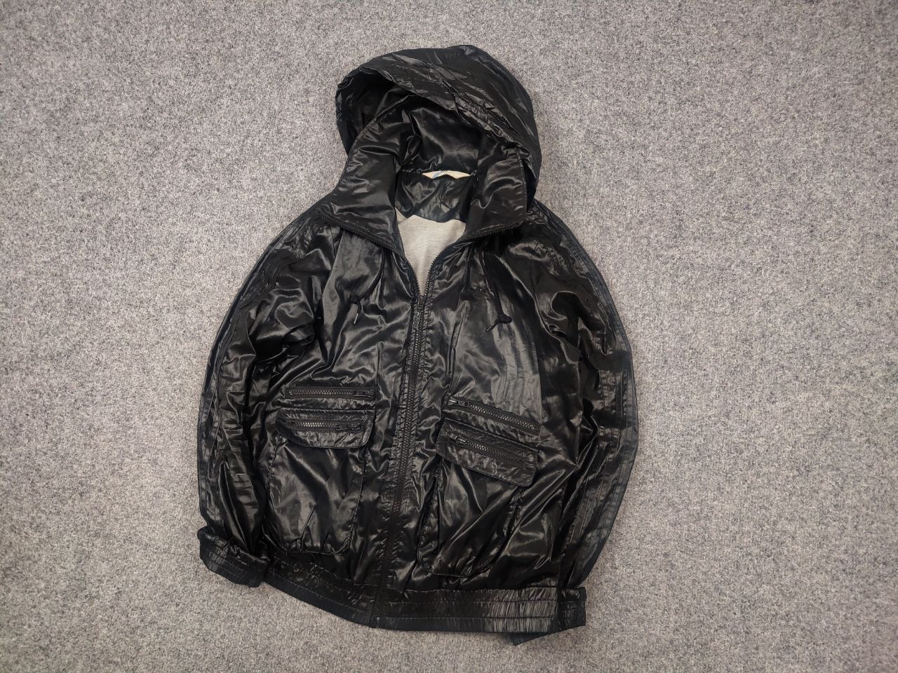 Adidas Vintage 00s all black Multi Pocket Bomber Jacket Y2K