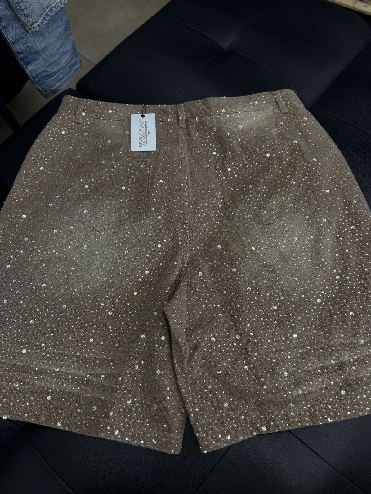 Vale Valley Rhinestone Crystal Shorts Denim Tan Size 36 Size US 36 / EU 52 - 6 Thumbnail
