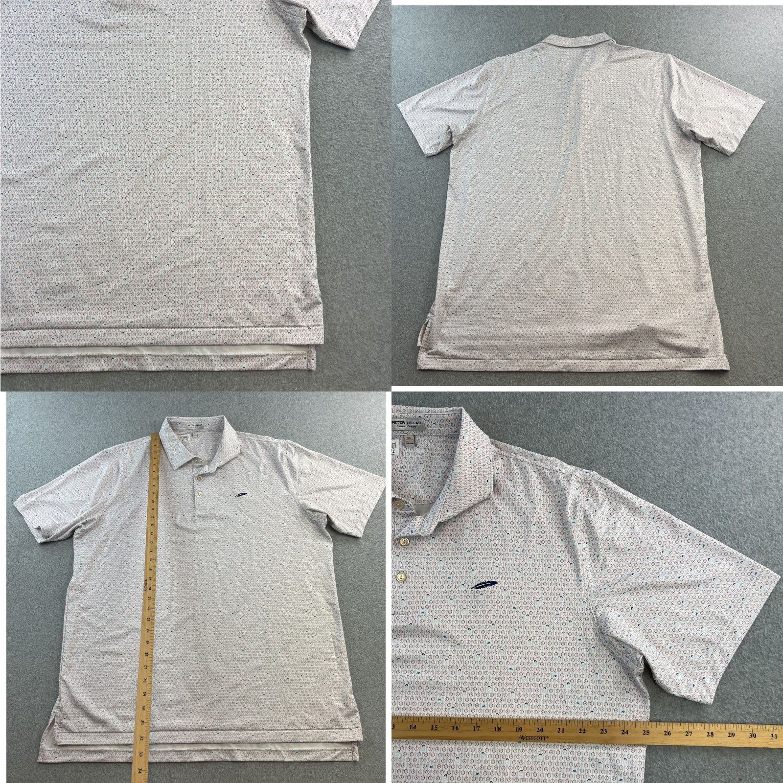 Peter Millar Peter Millar Polo Shirt Mens XL White Blue Red Pattern Summer Comfort Golf Shirt Size US XL / EU 56 / 4 - 8 Thumbnail