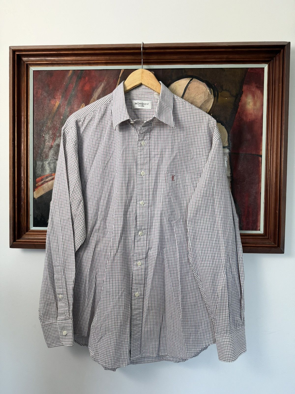 Yves Saint Laurent Yves Saint Laurent Striped Checker Vintage Shirt Button Up Size US L / EU 52-54 / 3 - 1 Thumbnail