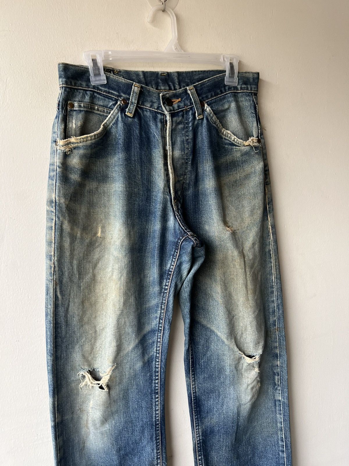 Lee Trashed Vintage Lee Ripped Dirty Mud Denim Selvedge Jeans Size US 30 / EU 46 - 18 Thumbnail