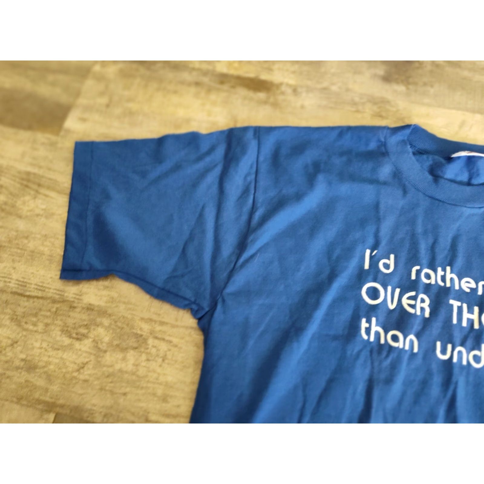 Jerzees VINTAGE 1980s JERZEES Graphic T-Shirt Size XL Unisex Blue Over The Hill Funny Tee Made in USA Size US L / EU 52-54 / 3 - 4 Thumbnail