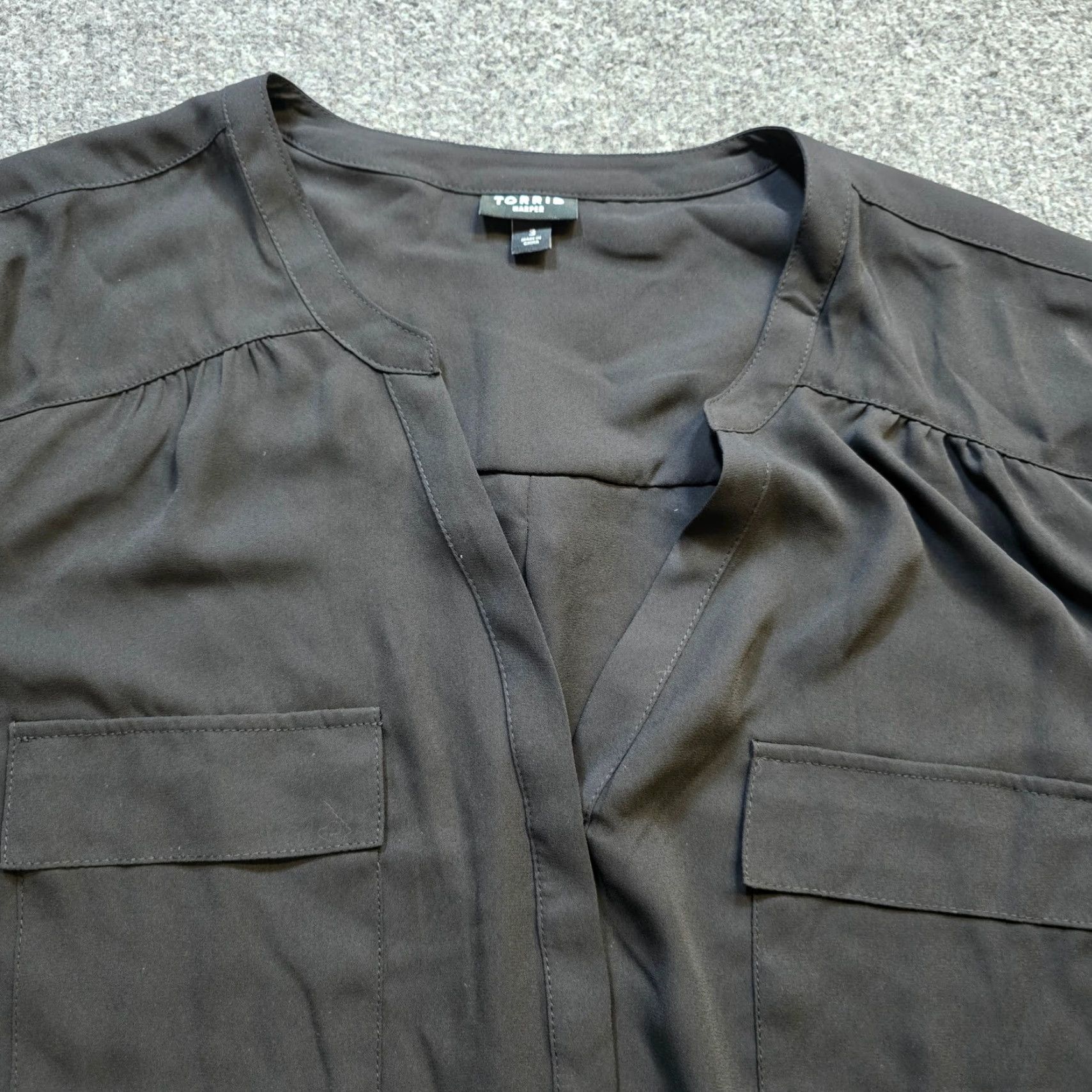 Torrid Torrid Top Womens 3X Black Sheer Harper V Neck Button Career Casual Minimal Blouse Shirt Size XXL / US 16-18 / IT 52-54 - 2 Thumbnail