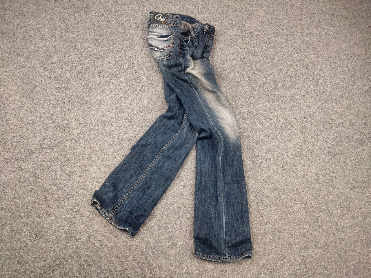 Japanese Brand Vintage Coil Y2K Style Opium Flared Distressed denim Jeans Size 26" / US 2 / IT 38 - 2 Thumbnail