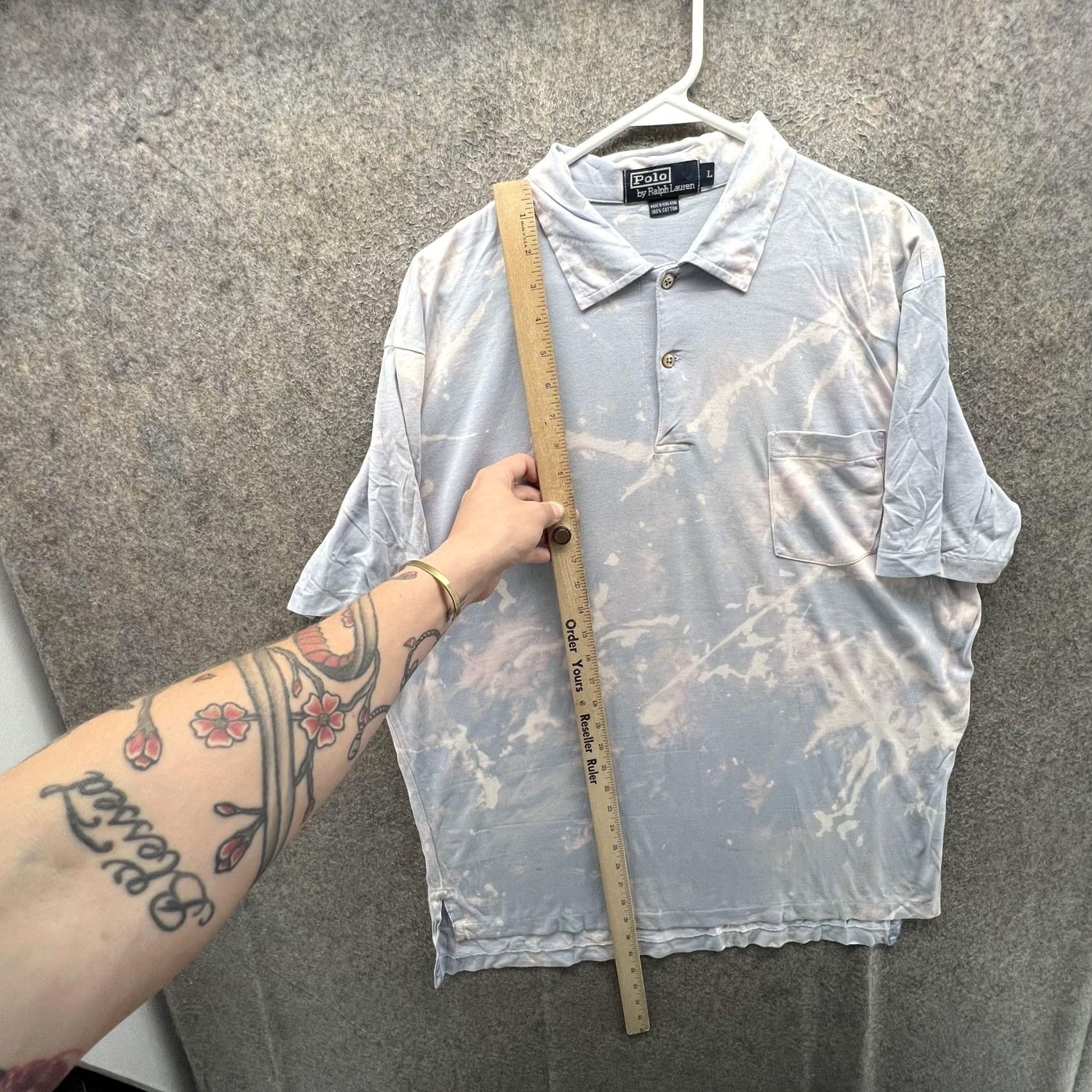 Polo Ralph Lauren VINTAGE Polo Ralph Lauren Polo Shirt Mens L Blue Bleach Dye Short Sleeve Size US L / EU 52-54 / 3 - 5 Thumbnail