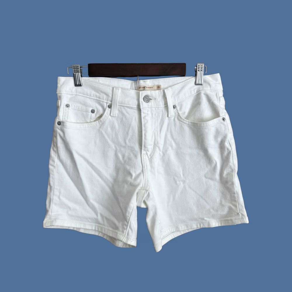 Levi's Levi's Shorts Womens Size 28 White Denim Stretch Mid Length Casual Classic Size 28" / US 6 / IT 42 - 1 Thumbnail