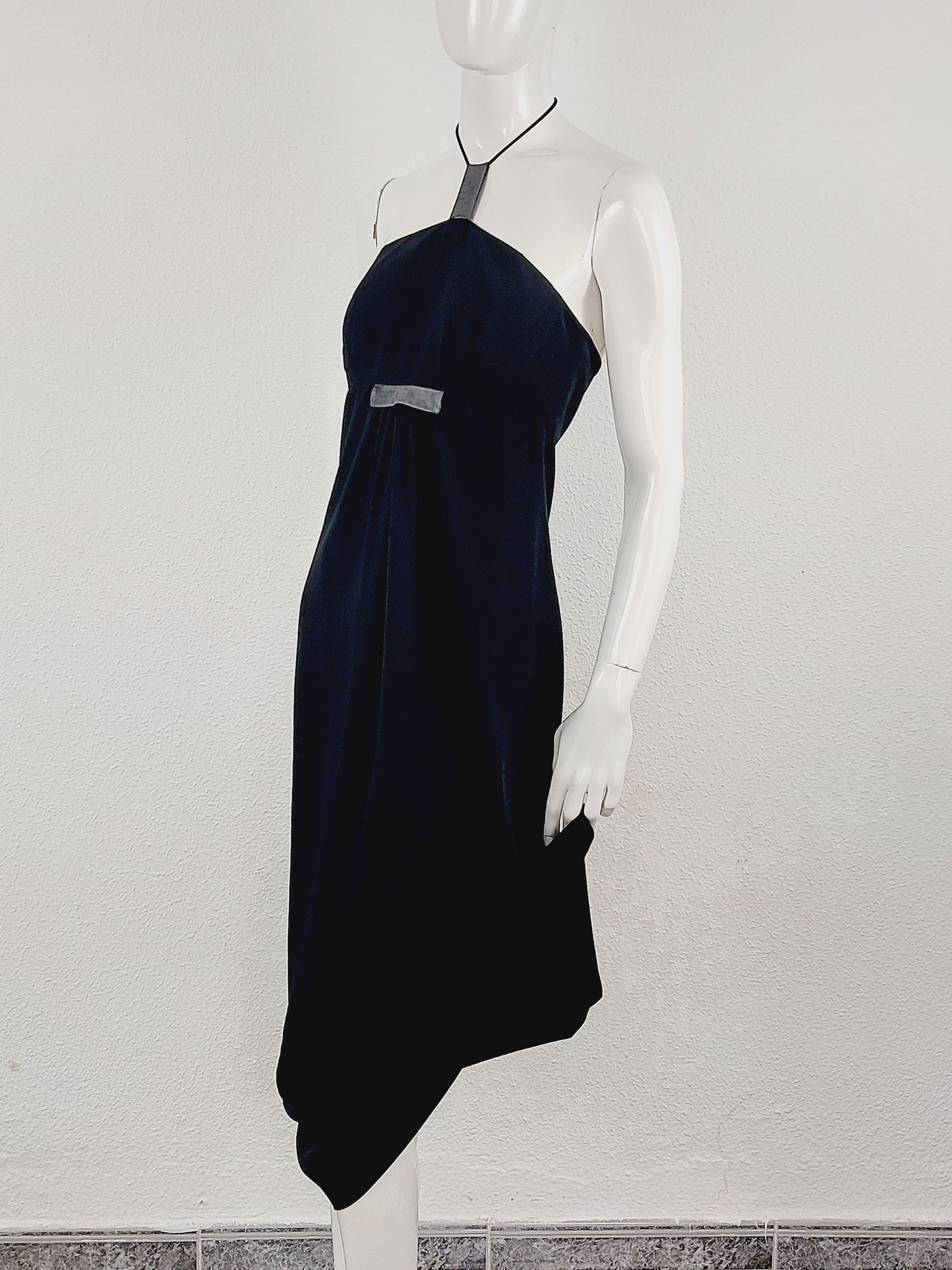 Thierry Mugler Thierry Mugler Black Split Neck Tie Open Maxi Dress Gown Size S / US 4 / IT 40 - 3 Thumbnail