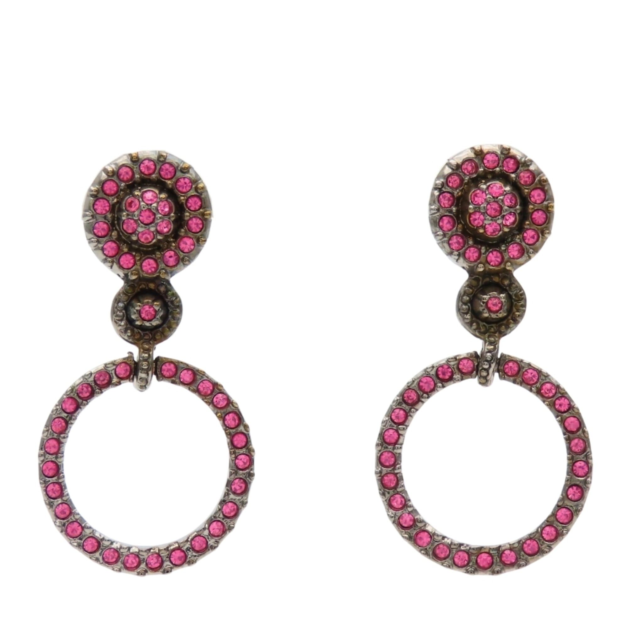 Dior Christian Dior Earrings, Metal, Rhinestone, Pink, Women's Size ONE SIZE - 1 Thumbnail
