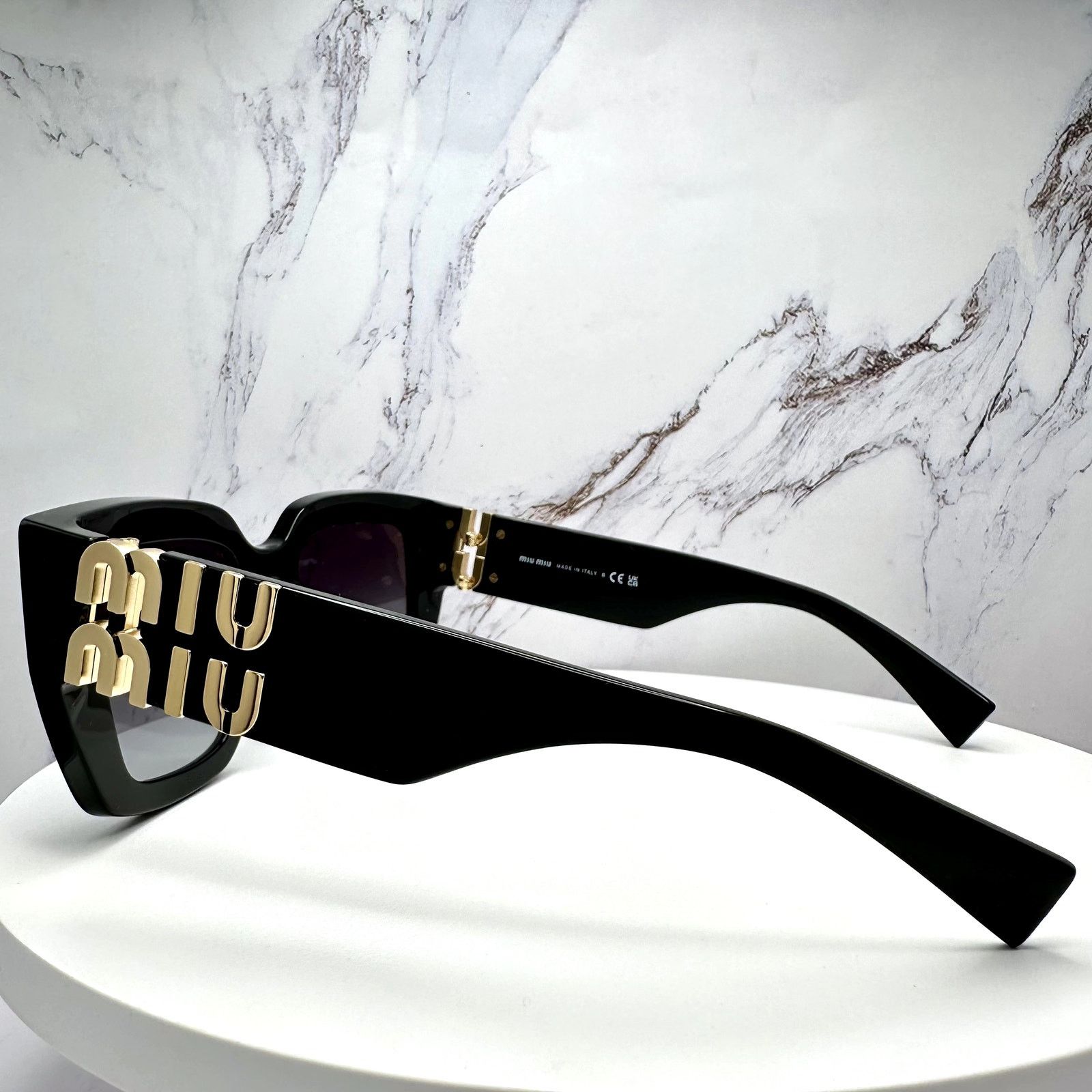 Miu Miu New MIU MIU Sunglasses Black Square Gold Metal Authentic Size ONE SIZE - 8 Thumbnail