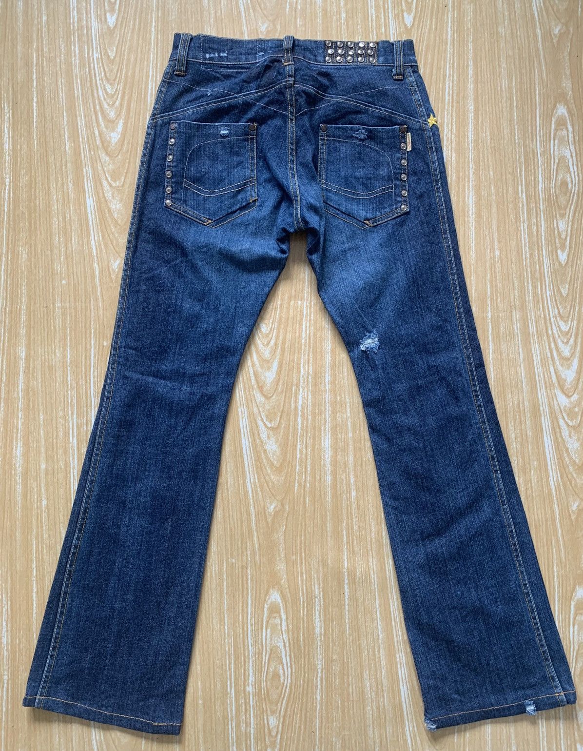 Japanese Brand 🔥 Ocean Pacific Distressed Flare Bootcut Unisex Jeans Pant Size US 27 - 6 Thumbnail