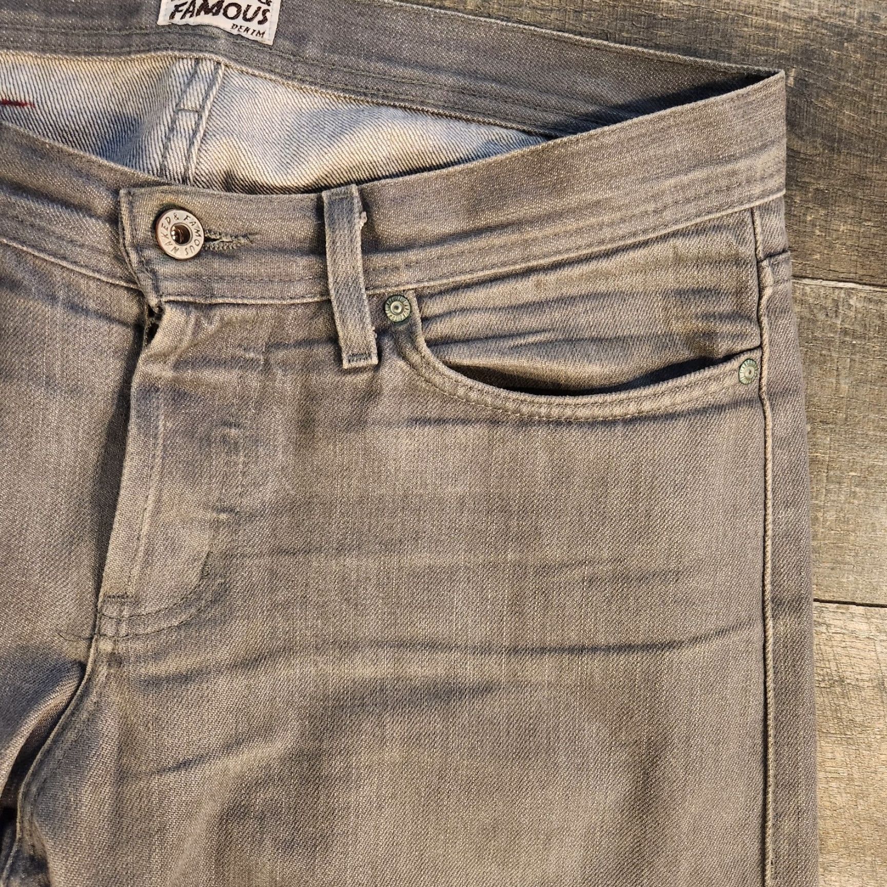 Vintage Naked & Famous Denim Weired Guy Selvedge Jeans Mens 33x34 Gray Denim Tapered Regular Waist 33 Inseam 32 In Size US 32 / EU 48 - 6 Thumbnail