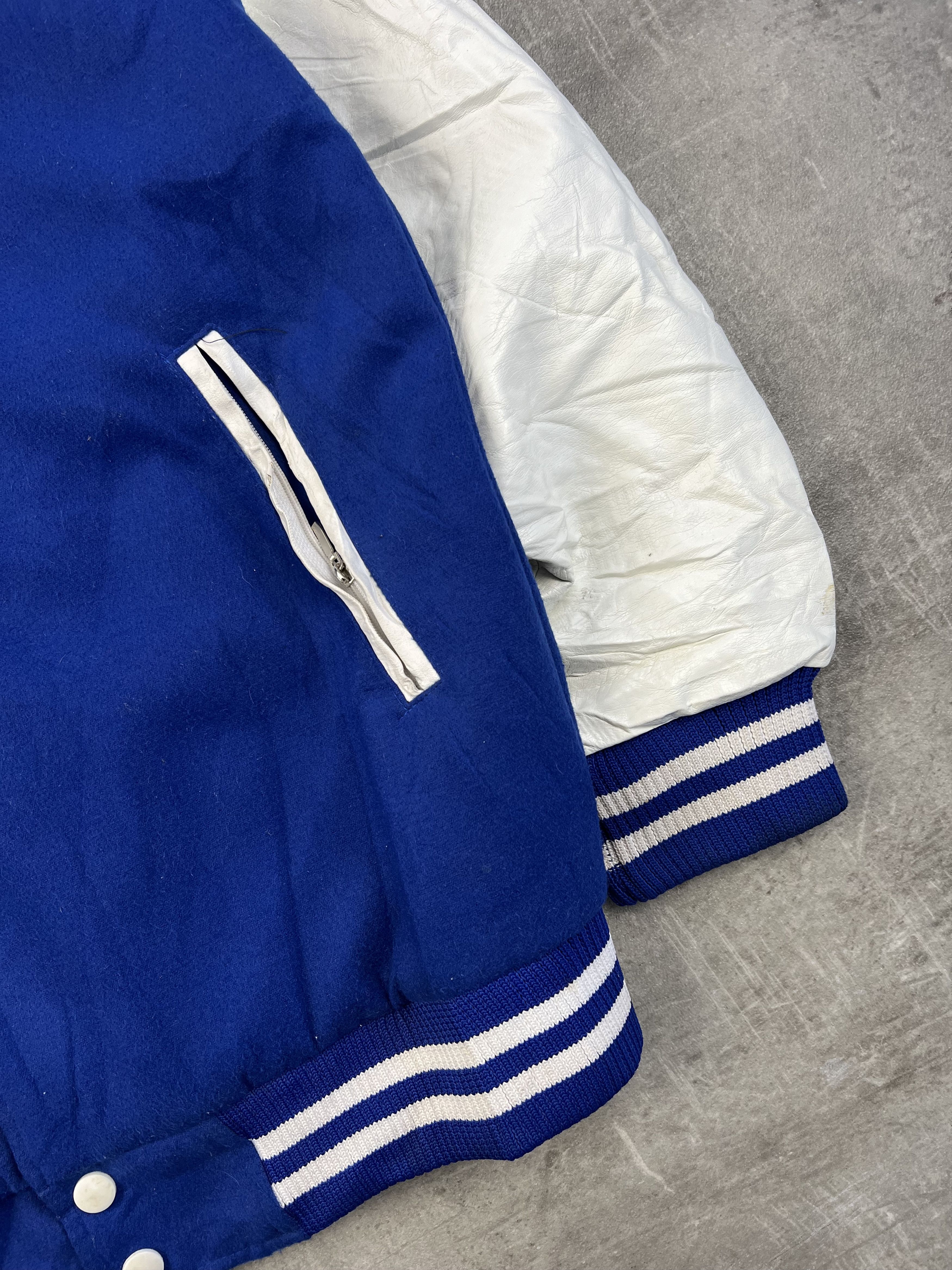 Vintage VARSITY JACKET SOCIAL WELFARE BLUE WHITE Size US M / EU 48-50 / 2 - 4 Thumbnail