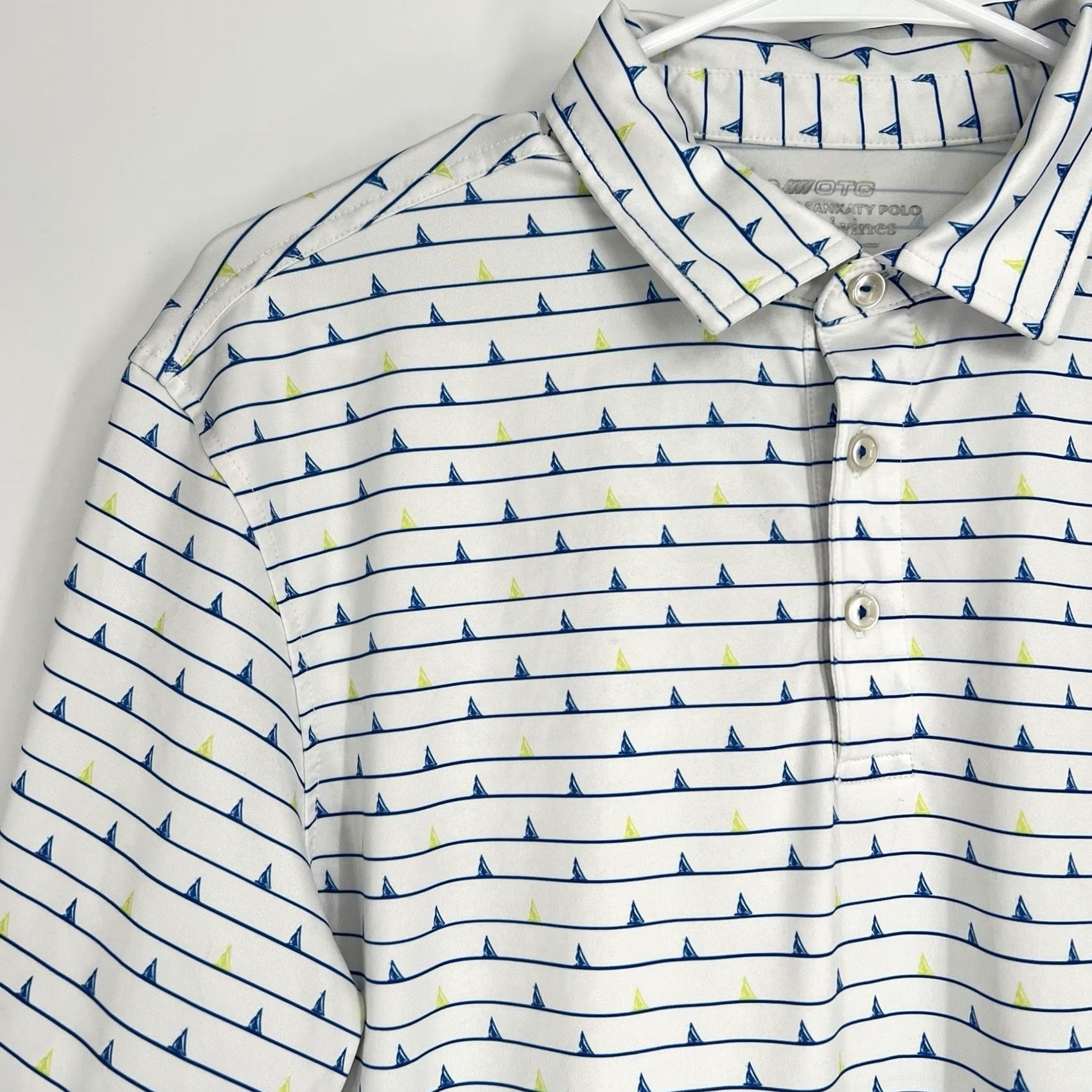 Vineyard Vines Vineyard Vines OTG Sankaty Golf Polo Shirt White Geometric Short Sleeve Regular M Men's Polo Shirt Size US M / EU 48-50 / 2 - 2 Thumbnail