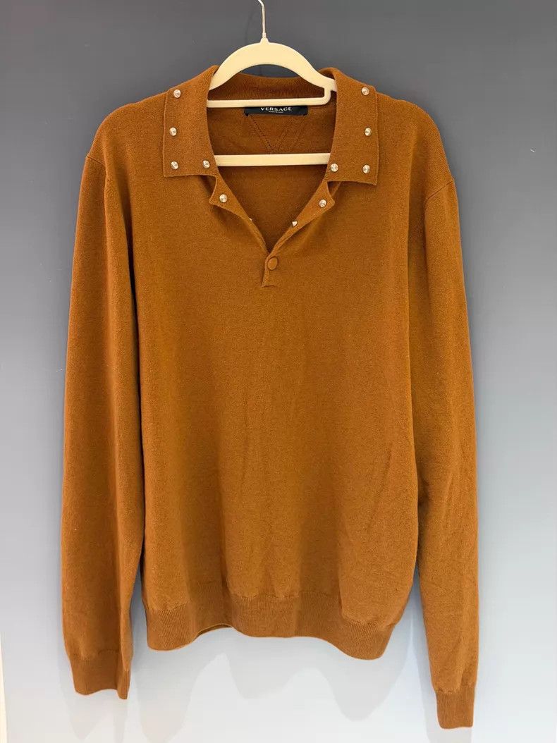 Versace Versace Solid color stud embellished knit with long sleev Size L / US 10 / IT 46 - 1 Thumbnail
