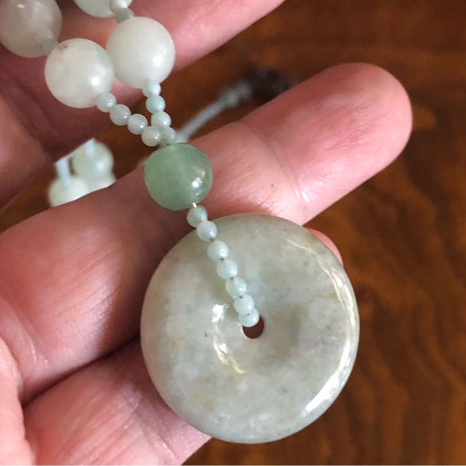 Handmade Hand crafted jadeite stone beaded 925 toggle clasp necklace Size ONE SIZE - 8 Thumbnail