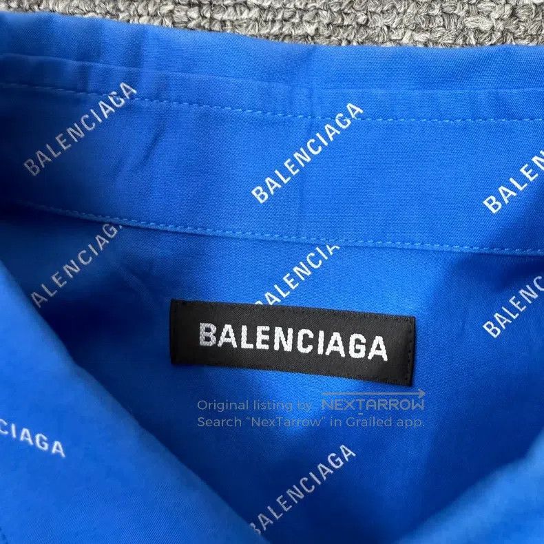 Balenciaga Balenciaga Short Sleeve Shirt with Full Print Blue Barrage Size XS / US 0-2 / IT 36-38 - 3 Thumbnail