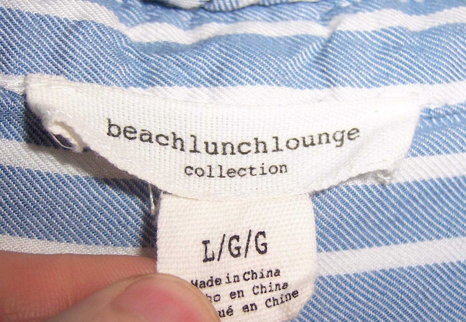 Other BeachLunchLounge Striped 2/4 Sleeve Blouse Raw Hem Collar-L Size L / US 10 / IT 46 - 2 Thumbnail