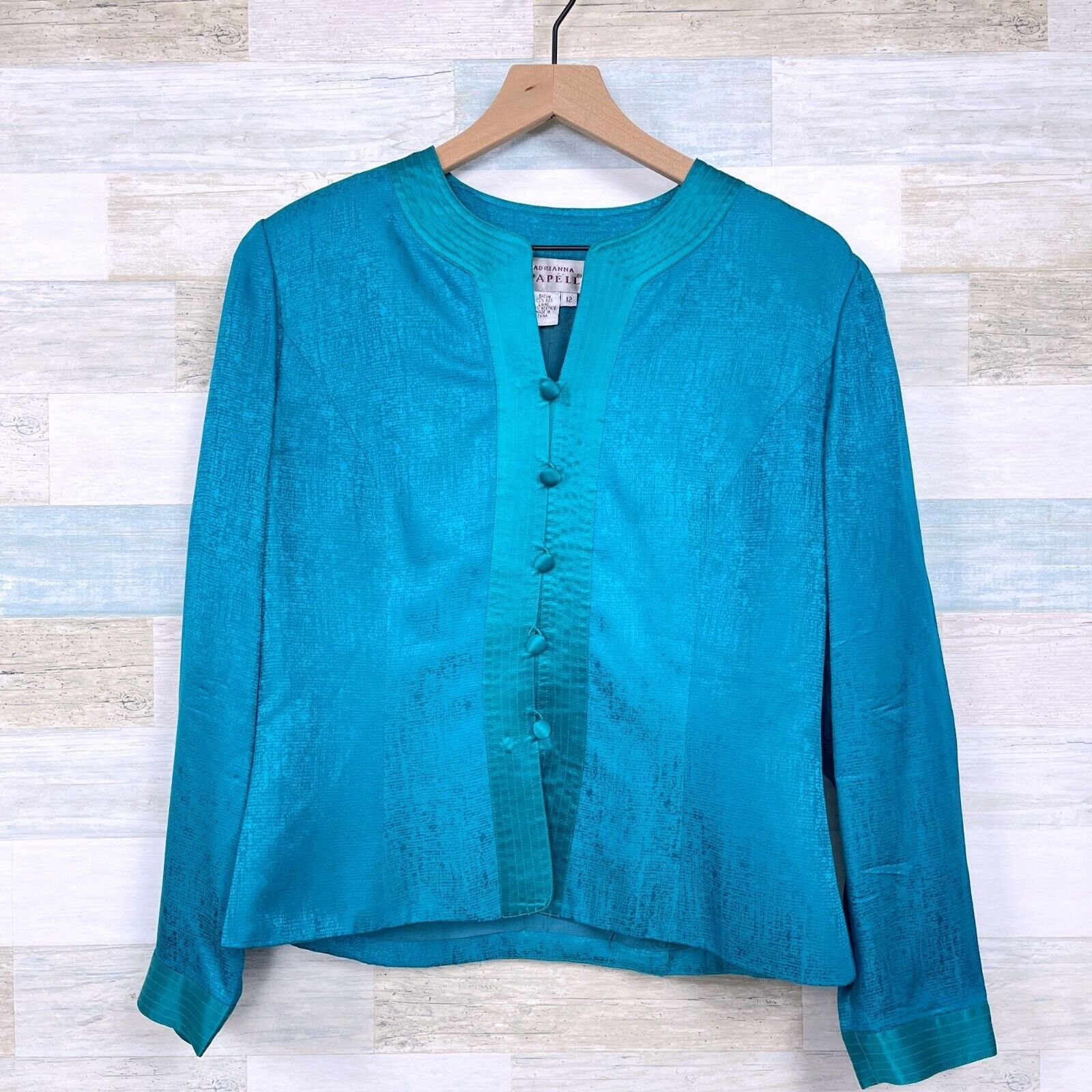Vintage Adrianna Papell Silk Satin Skirt Suit Blue Womens 12 Size 34" / US 12 / IT 48 - 2 Thumbnail