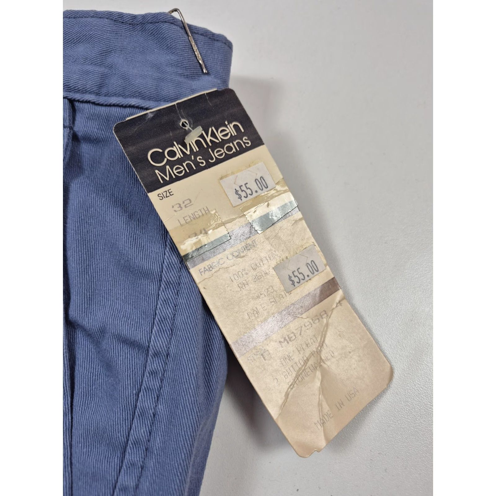 Calvin Klein VINTAGE Calvin Klein Jeans Mens 32x34 Pale Slate Pleated Chino USA 90s Blue Khakis Stretch? Size US 32 / EU 48 - 4 Thumbnail