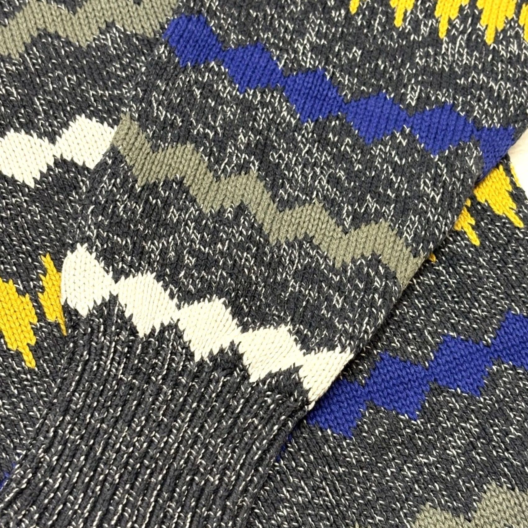 Liz Claiborne Vintage Claiborne Zig Zag Geometric Gray Cotton Sweater - Mens Medium Size Size US M / EU 48-50 / 2 - 6 Thumbnail